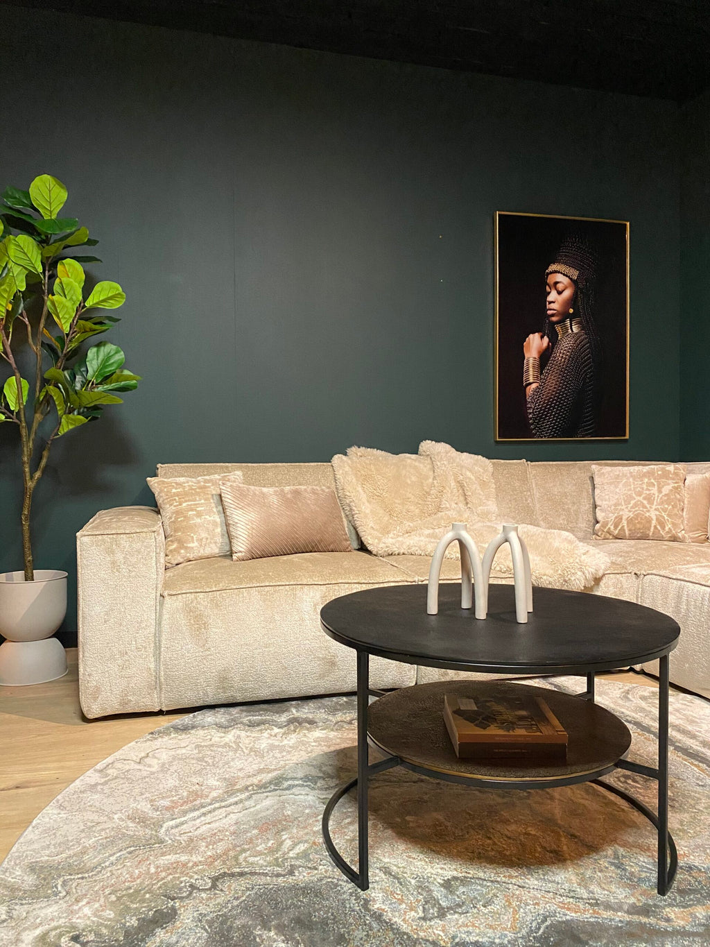Salontafel Lecia | Rond | Zwart & Goud