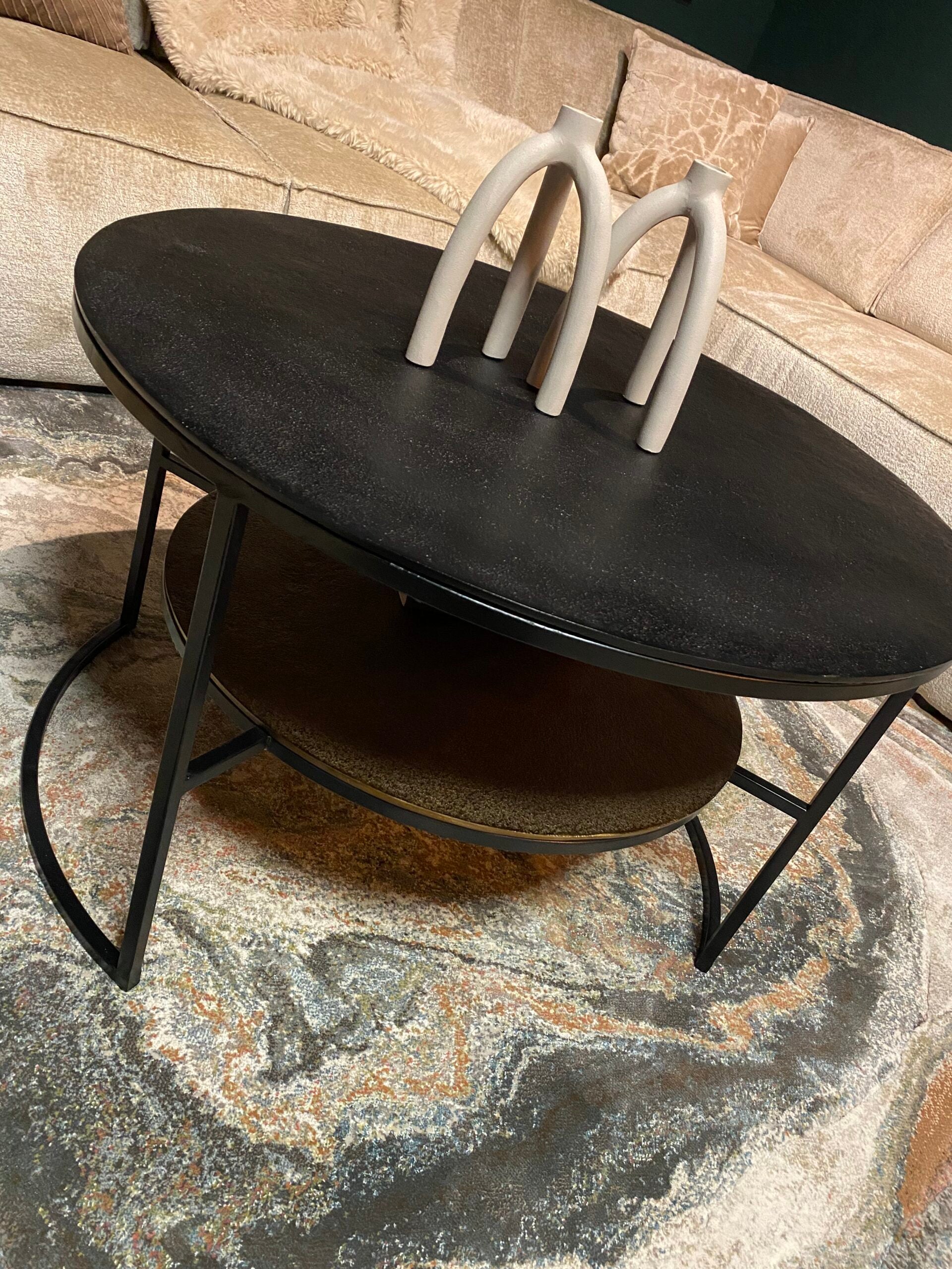 Salontafel Lecia | Rond | Zwart & Goud