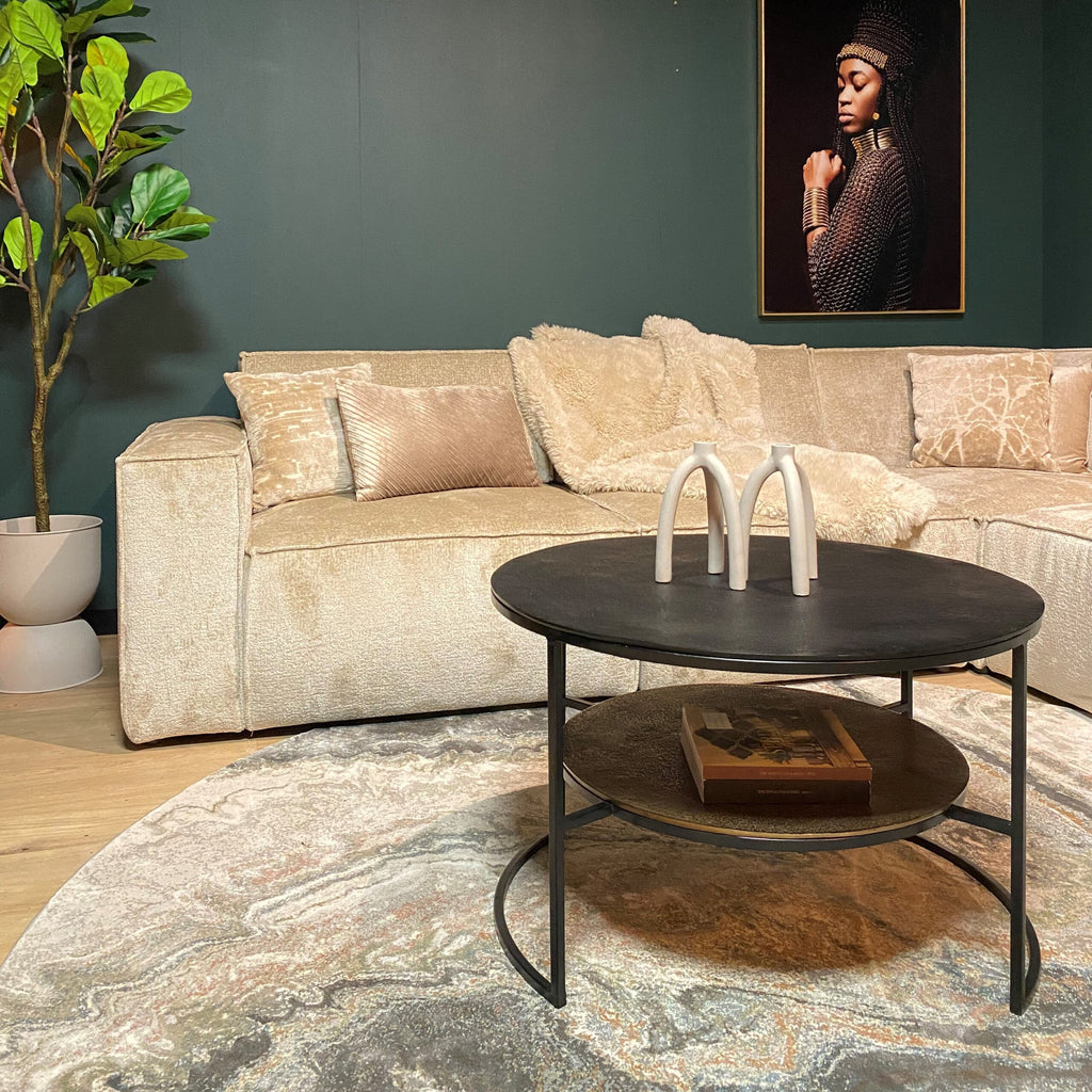 Salontafel Lecia | Rond | Zwart & Goud