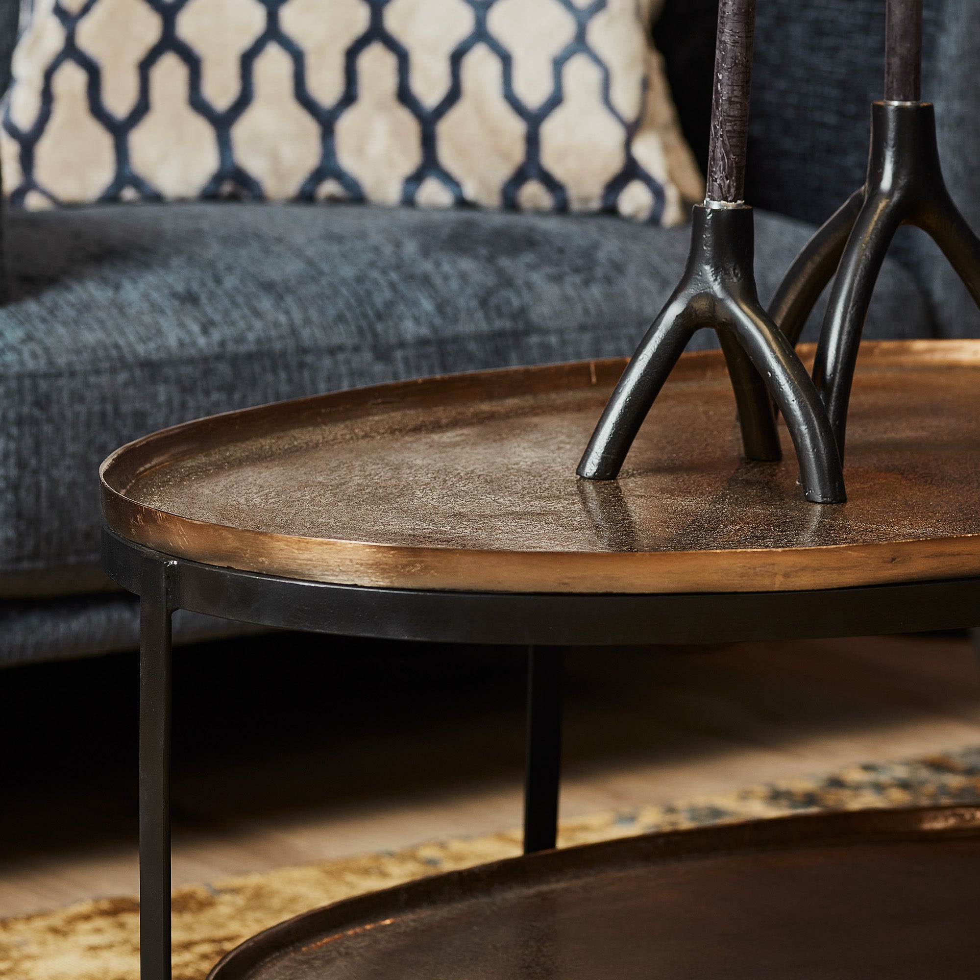 Salontafel Kate | Ovaal | Antiek goud & Zwart