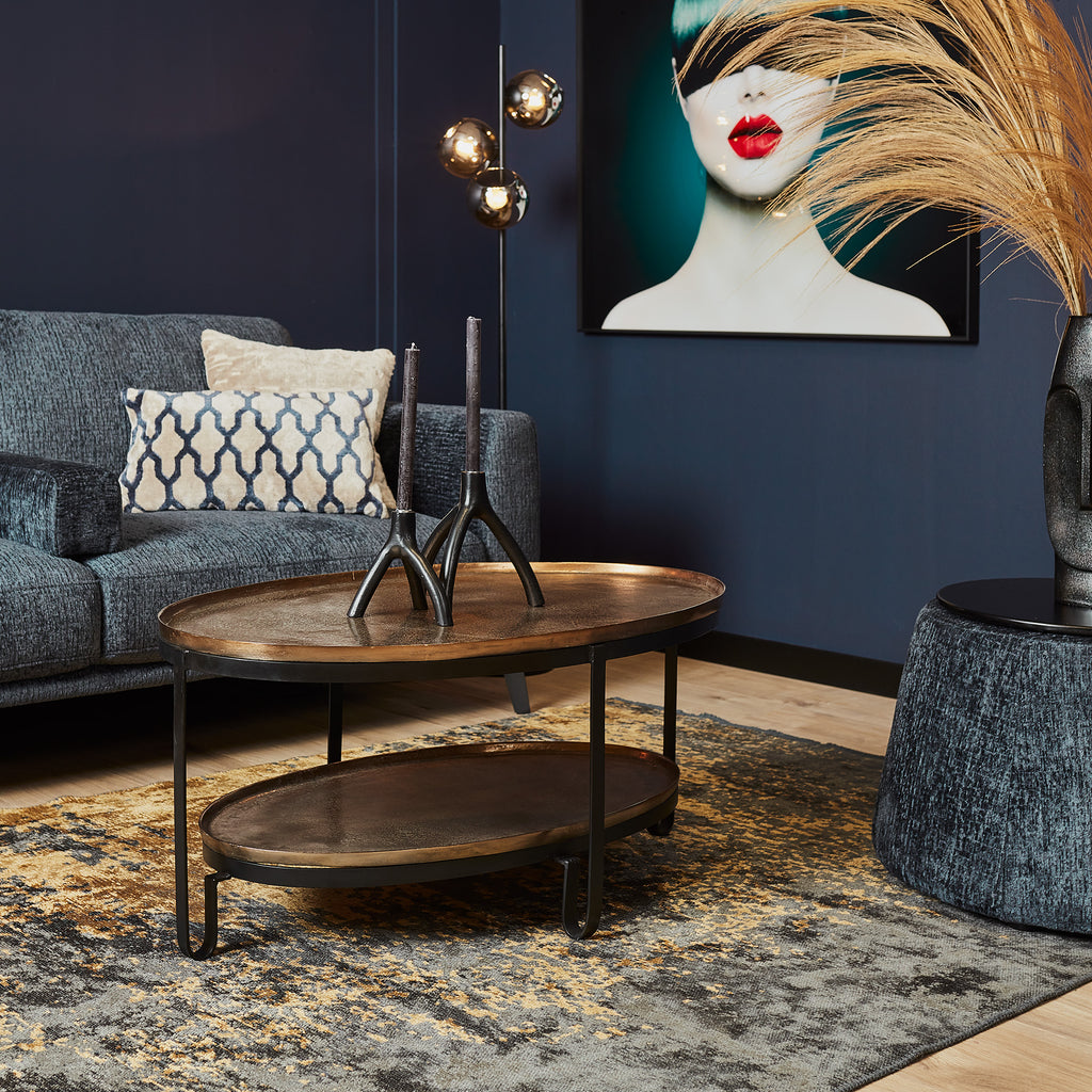 Salontafel Kate | Ovaal | Antiek goud & Zwart