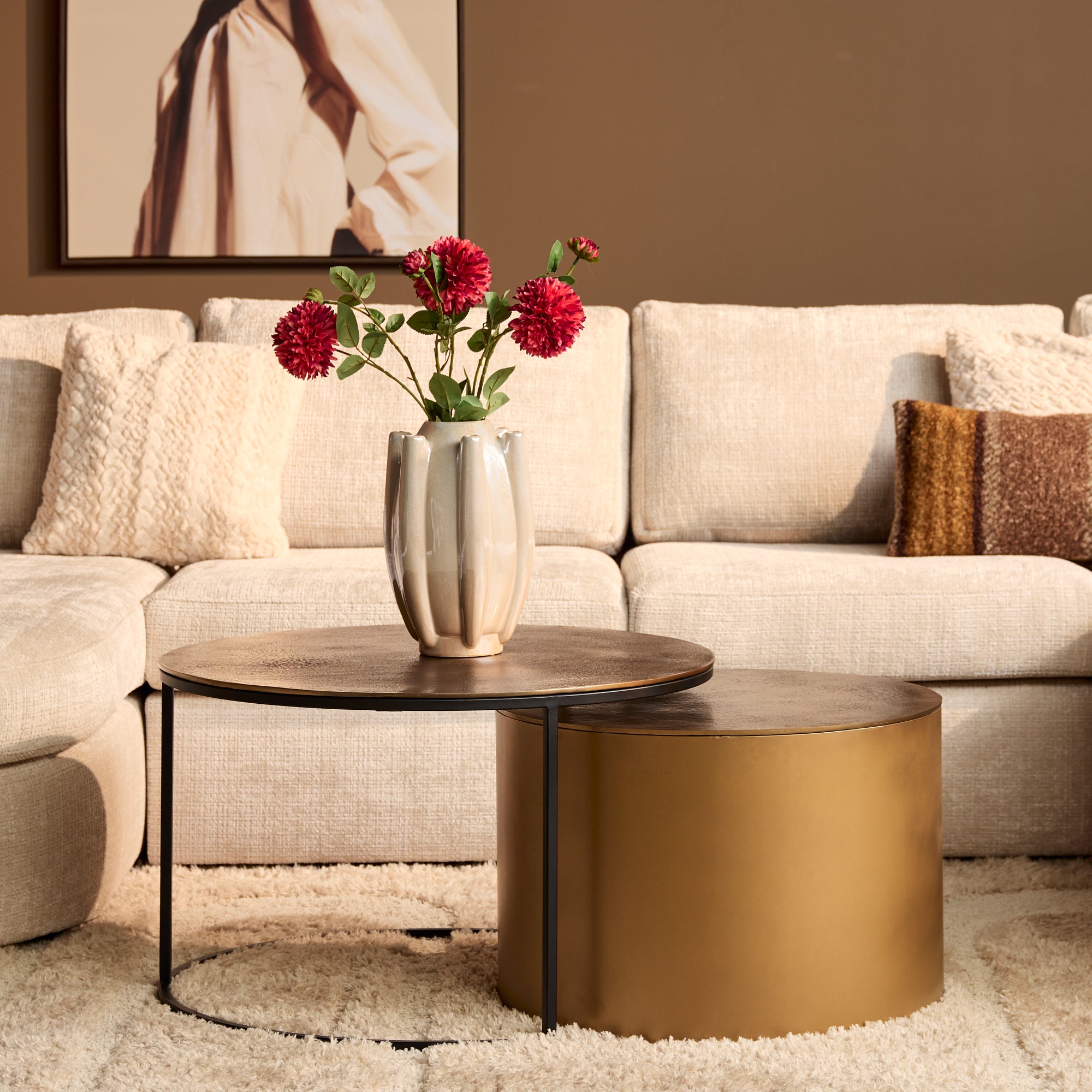 Salontafel Luna | Set van 2 | Aluminium Goud