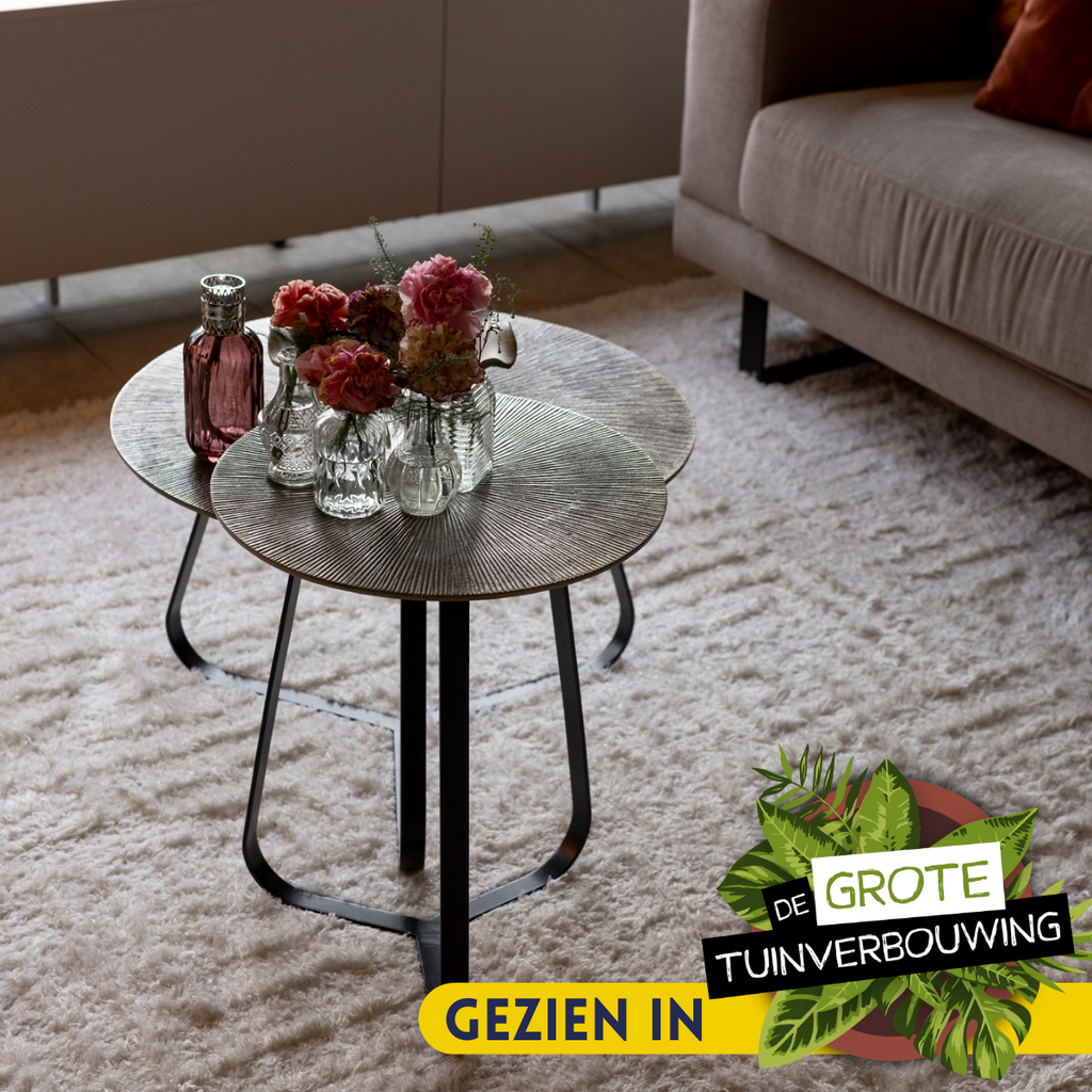 Salontafel Kate | Rond 60 cm | Antiek goud & zwart