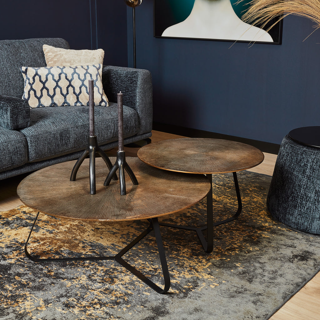 Salontafel Kate | Rond 60 cm | Antiek goud & zwart