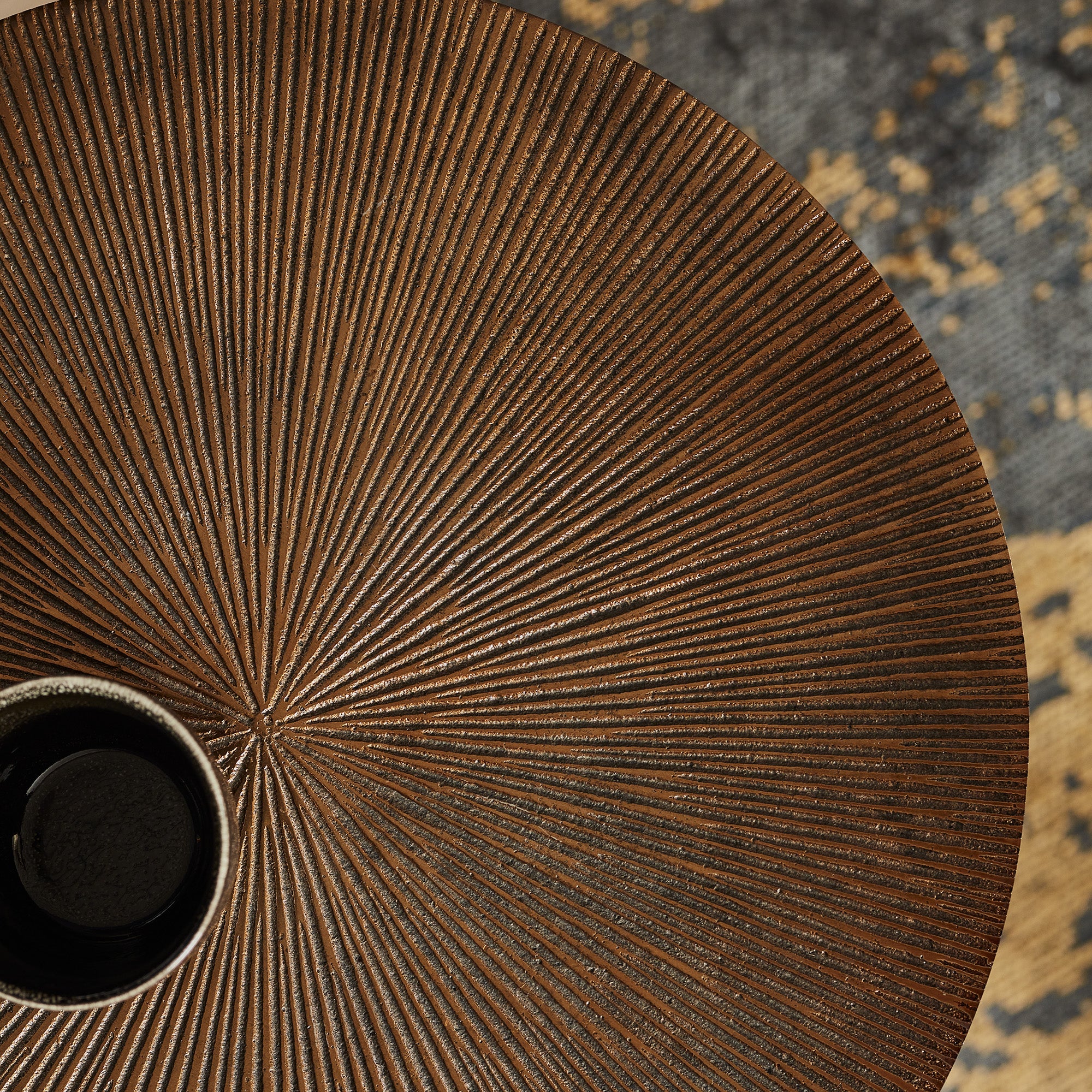 Salontafel Kate | Rond 40 cm | Antiek goud & zwart
