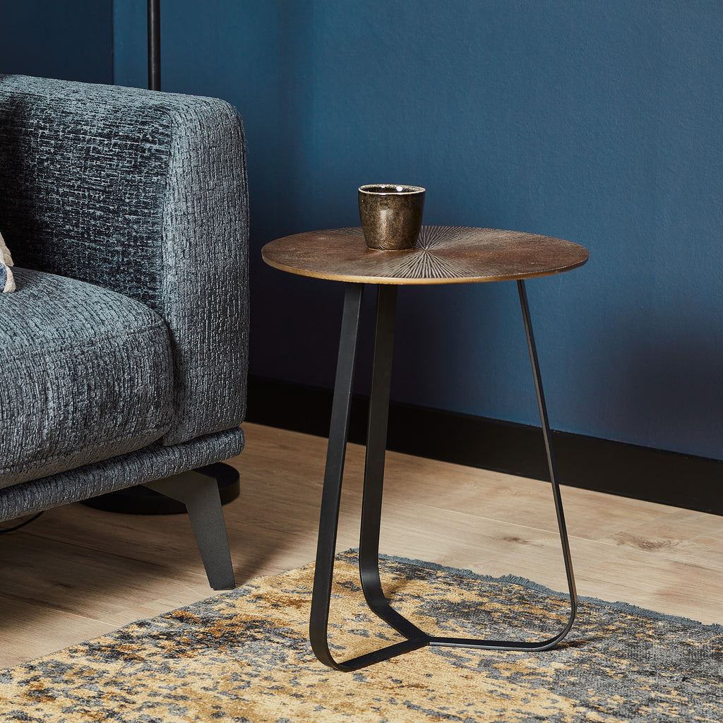 Salontafel Kate | Rond 40 cm | Antiek goud & zwart