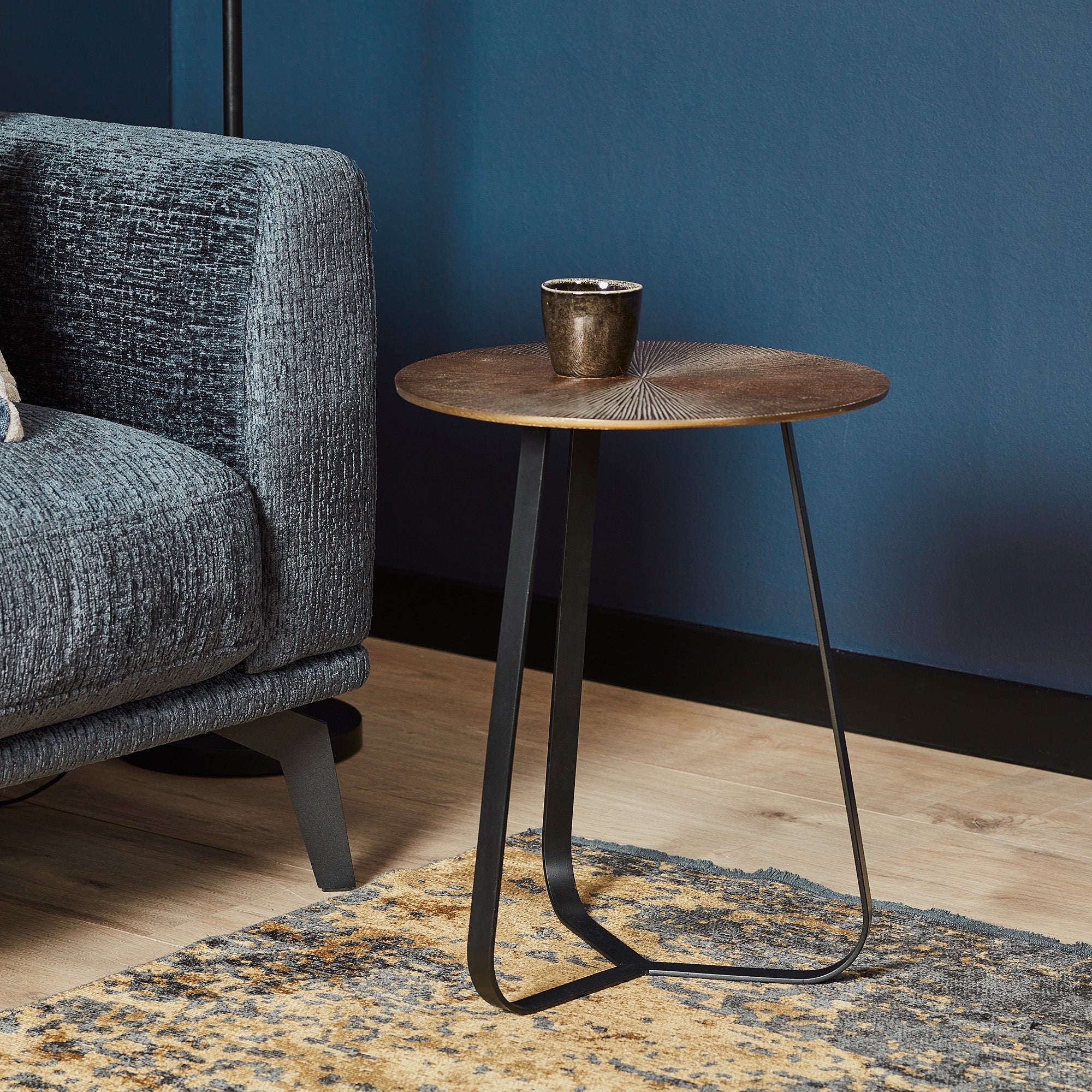Salontafel Kate | Rond 40 cm | Antiek goud & zwart