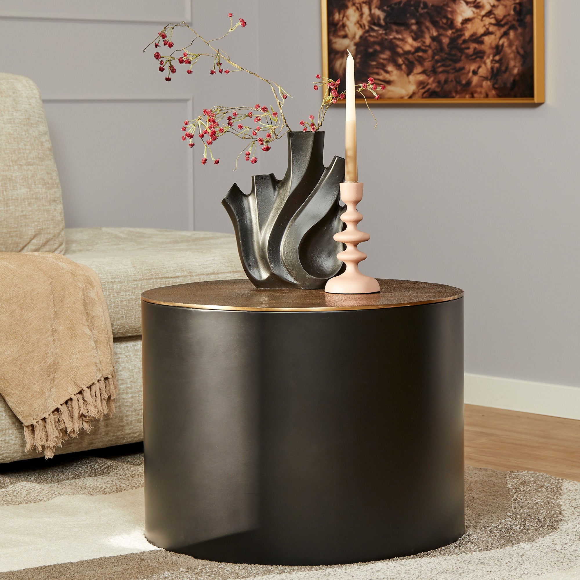 Salontafel Fiore | Aluminium | Antiek zwart/goud