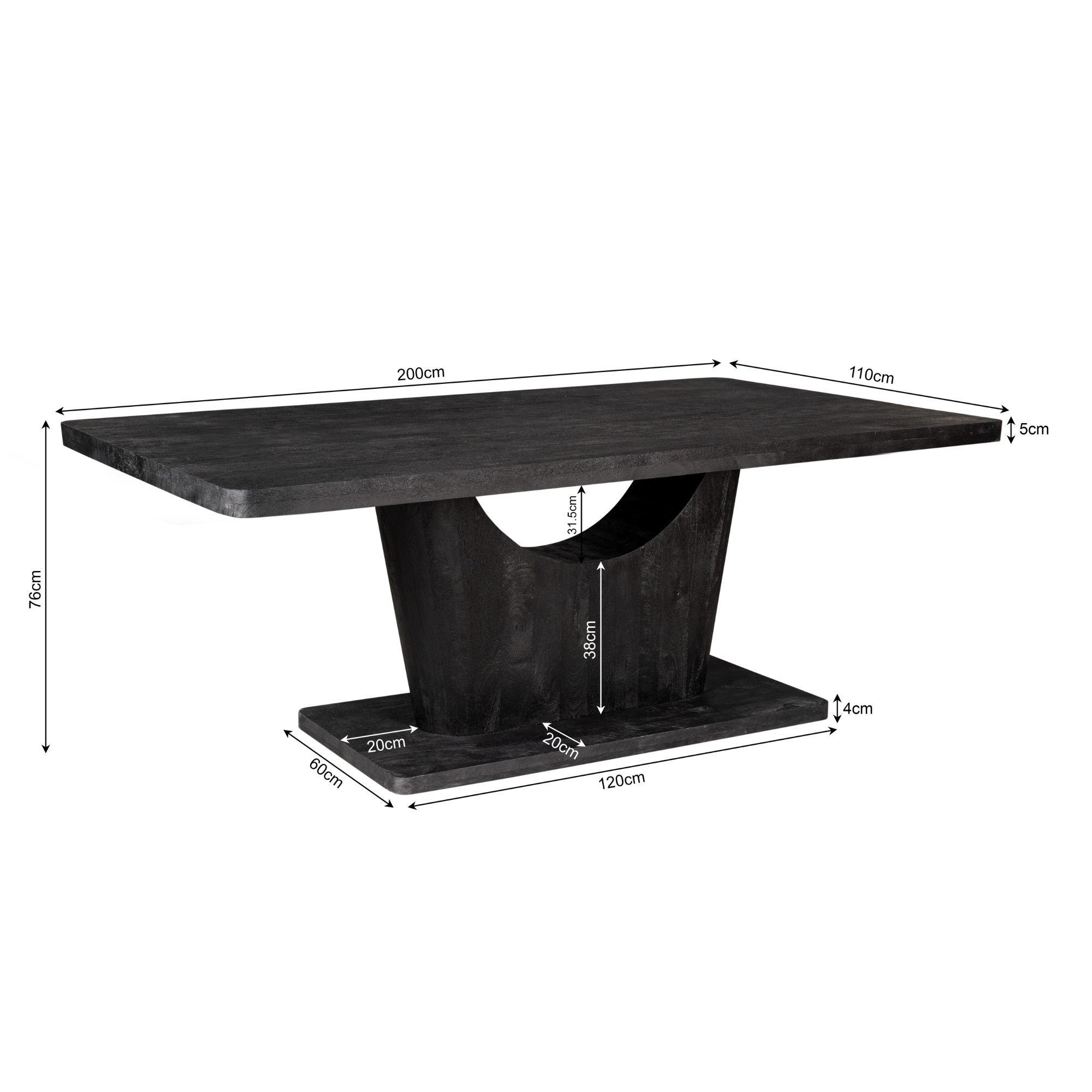 Eetkamertafel Voco | Mangohout | Zwart gelakt