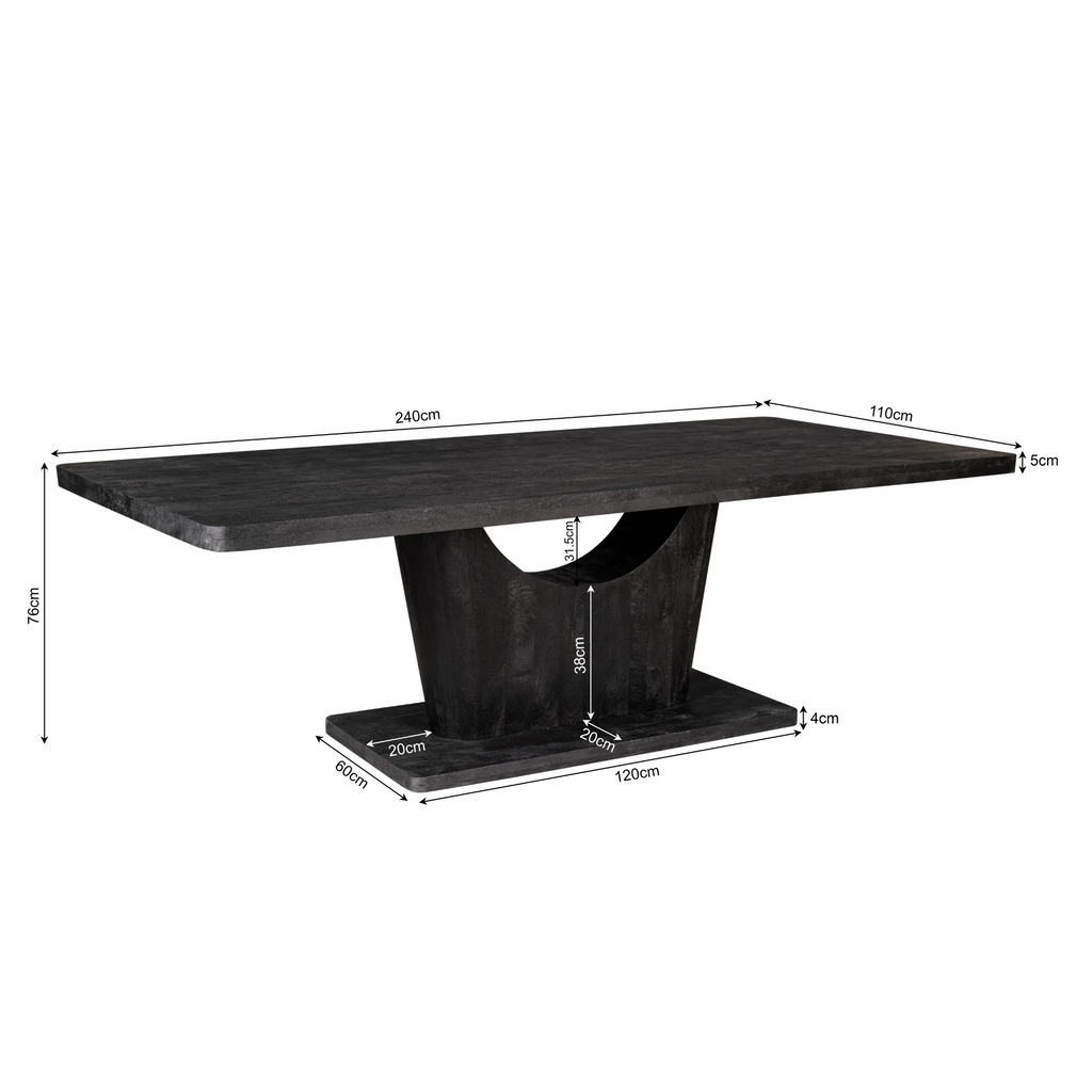 Eetkamertafel Voco | Mangohout | Zwarte lak