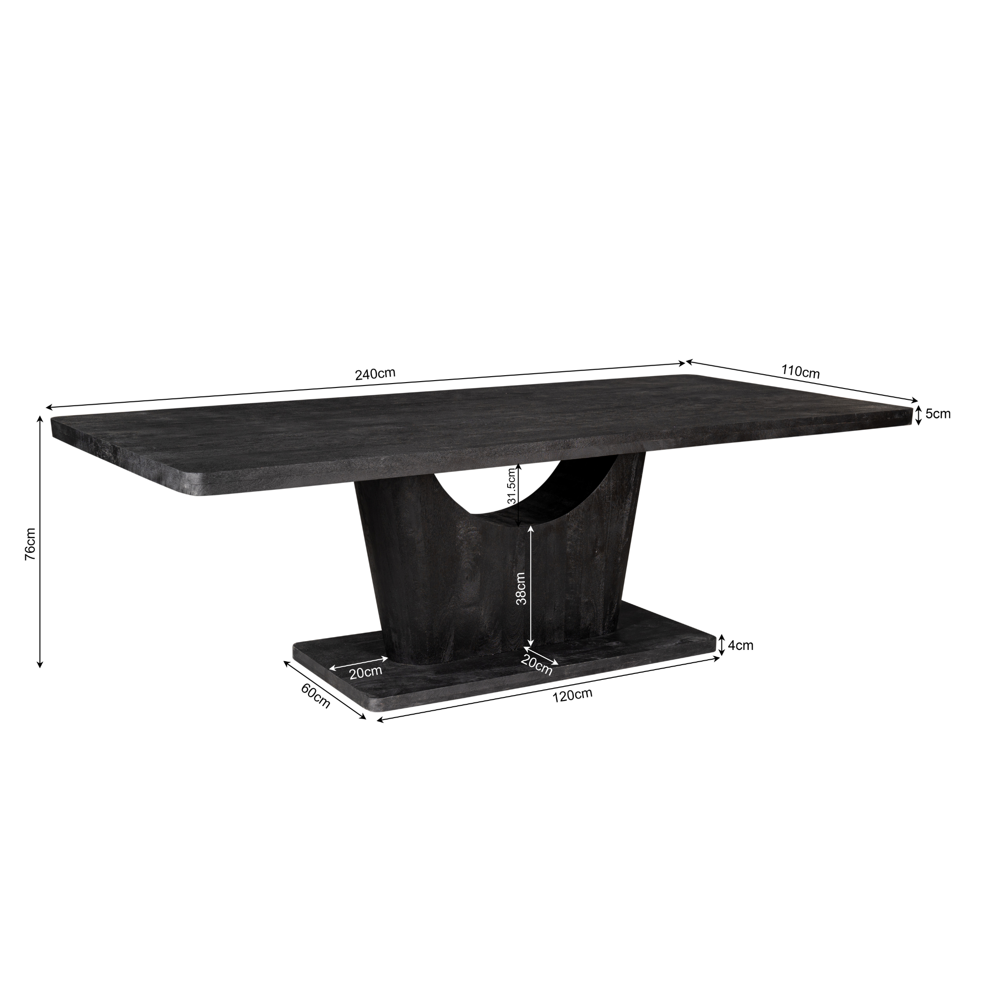 Eetkamertafel Voco | Mangohout | Zwarte lak