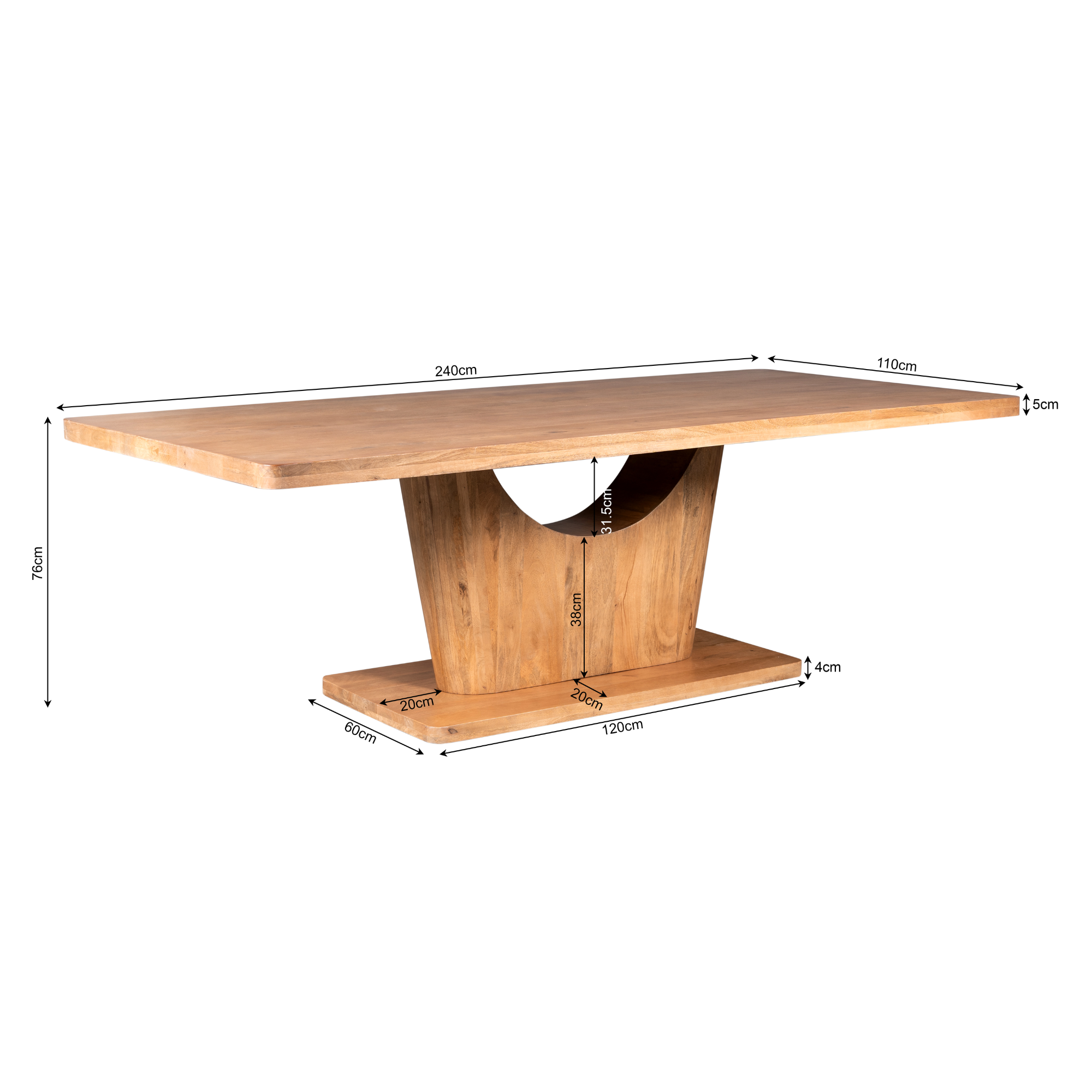 Eetkamertafel Voco | 240x110 cm | Mangohout blank gelakt