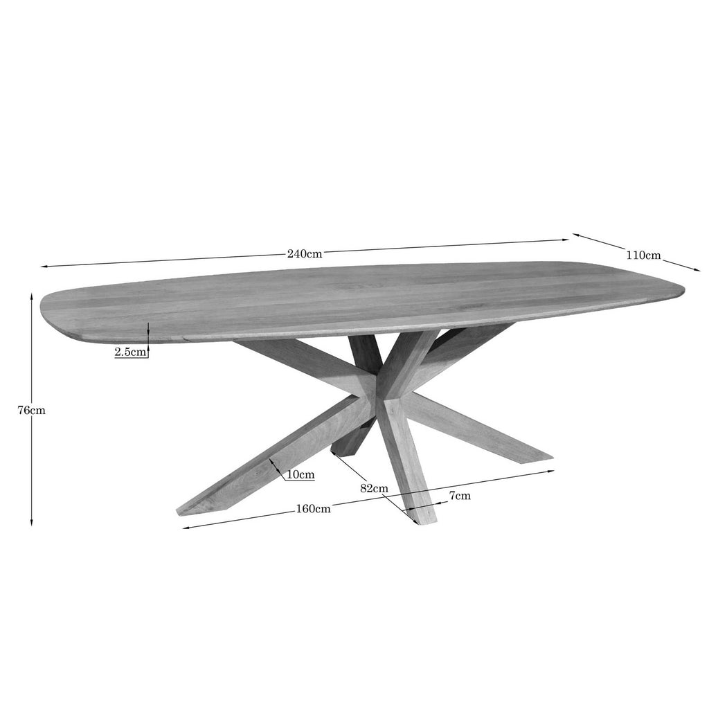 Eettafel Nina | Ovaal | Mangohout 240x110 cm