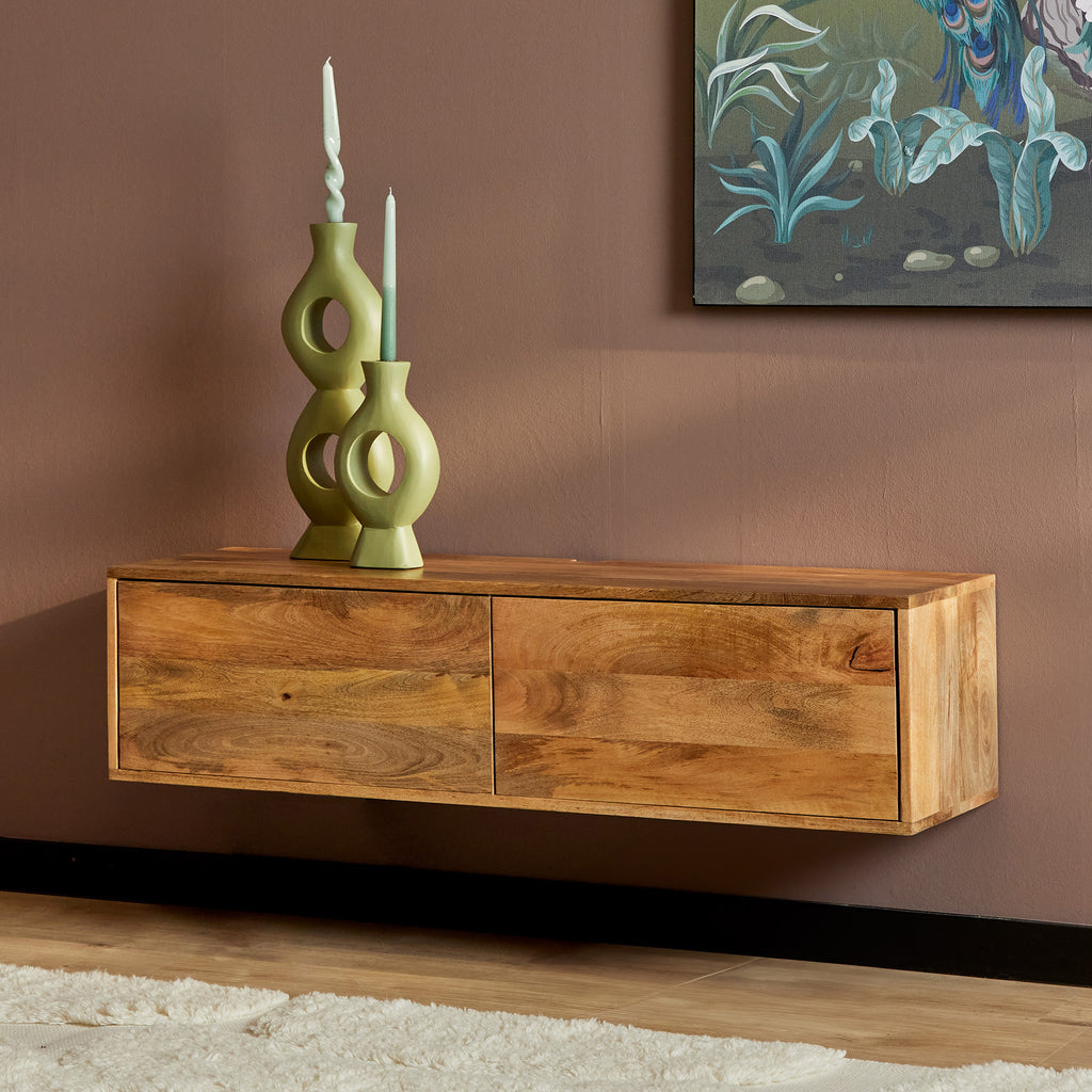 Zwevend tv meubel Vision Naturel | Massief mangohout