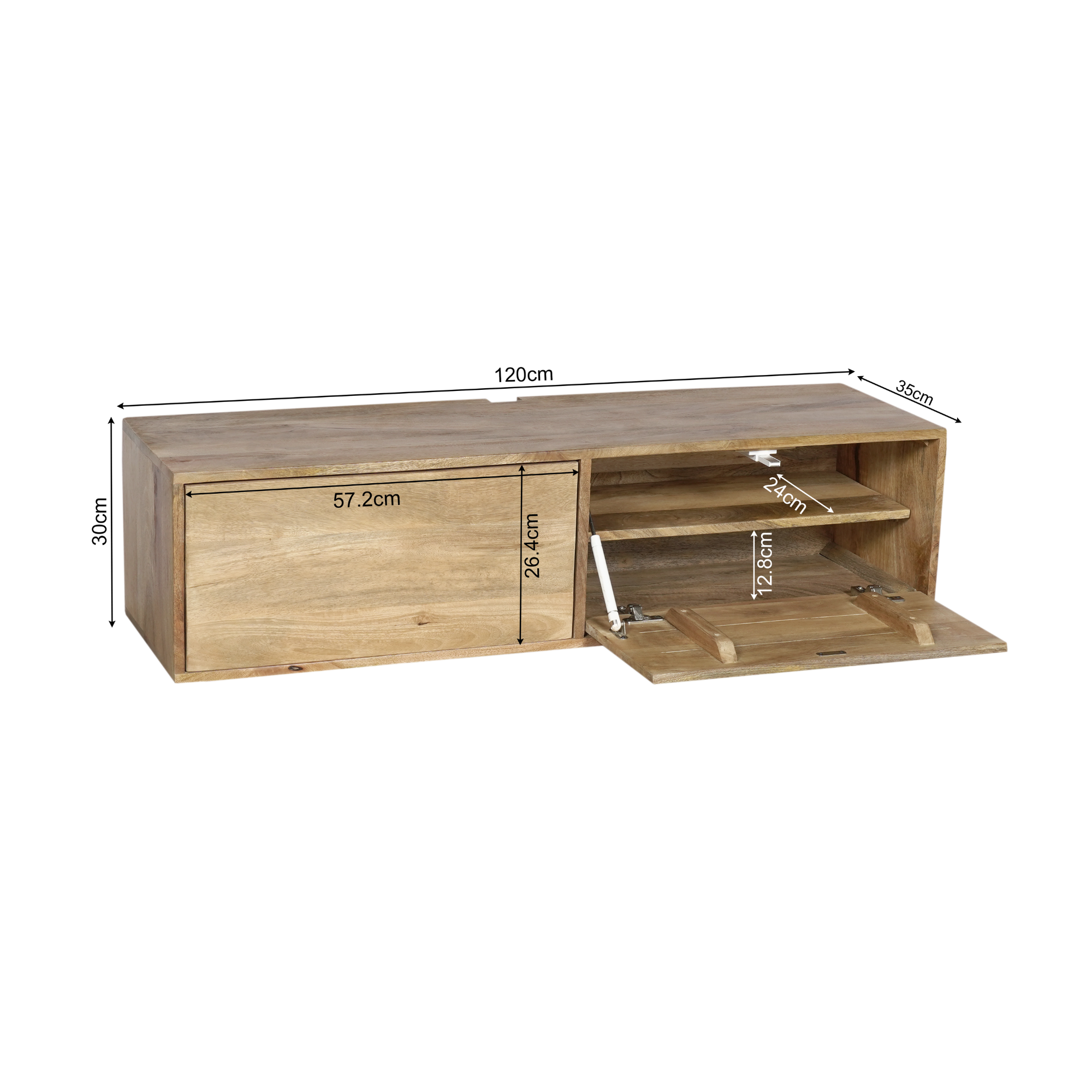 Zwevend tv meubel Vision Naturel | Massief mangohout