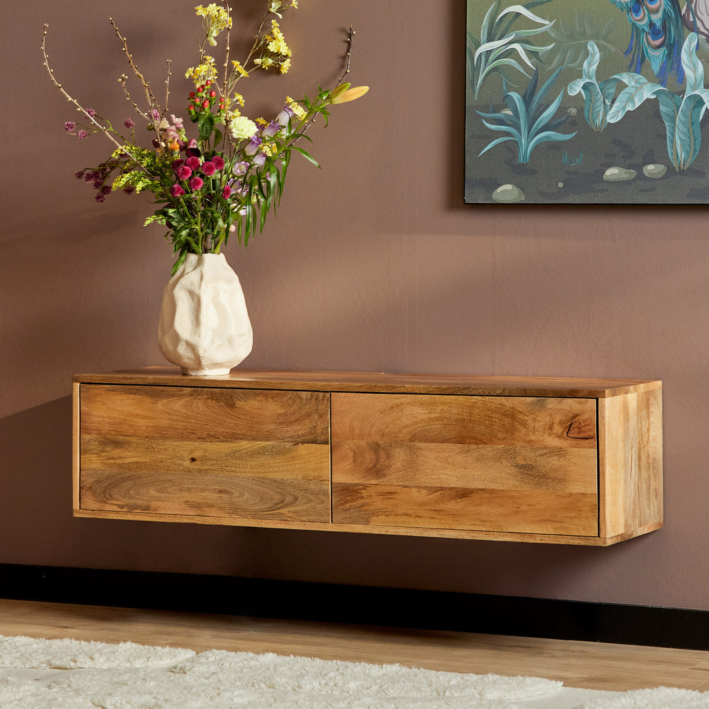 Zwevend tv meubel Vision Naturel | Massief mangohout
