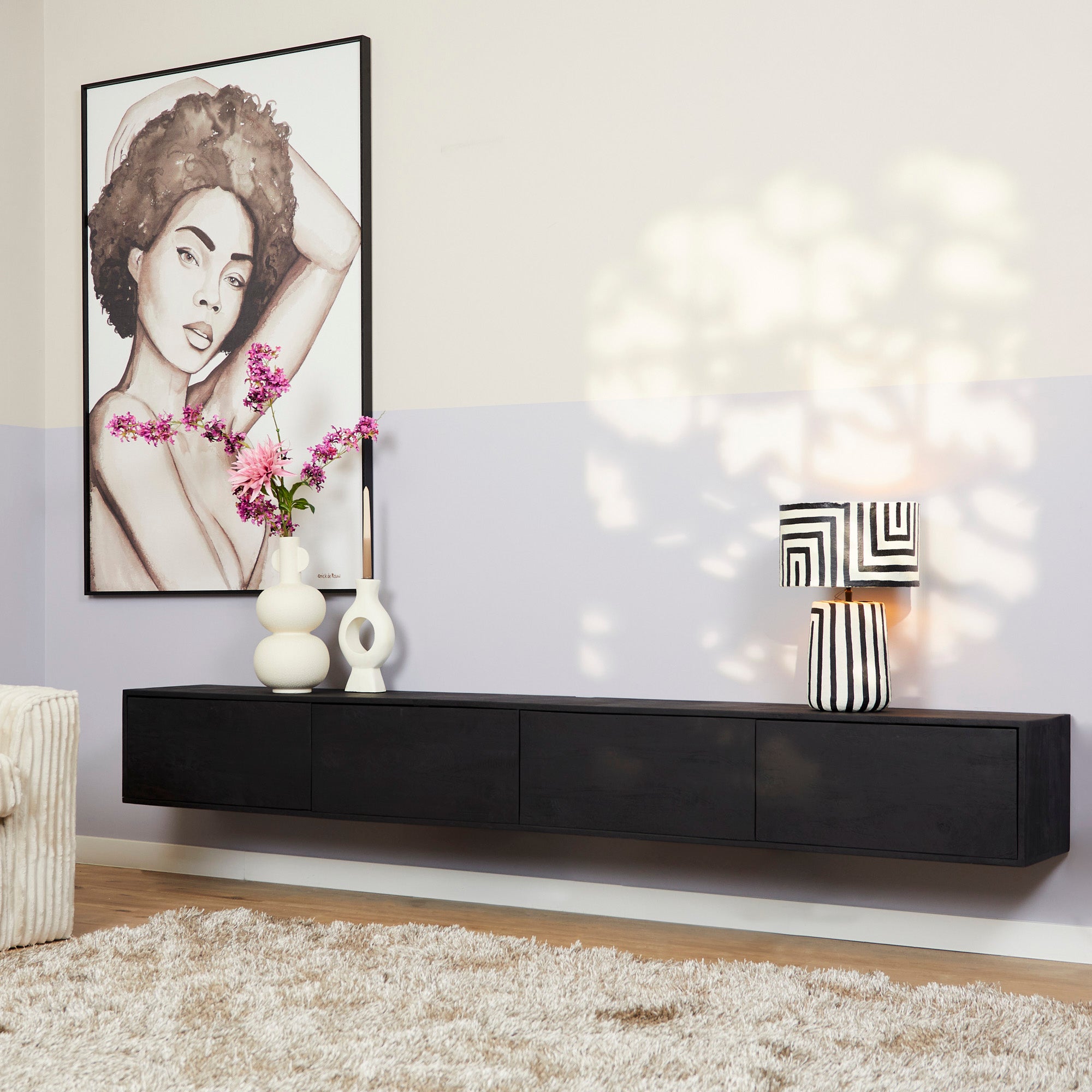 Tv Meubel Vision | Zwevend | Massief mango 240 cm
