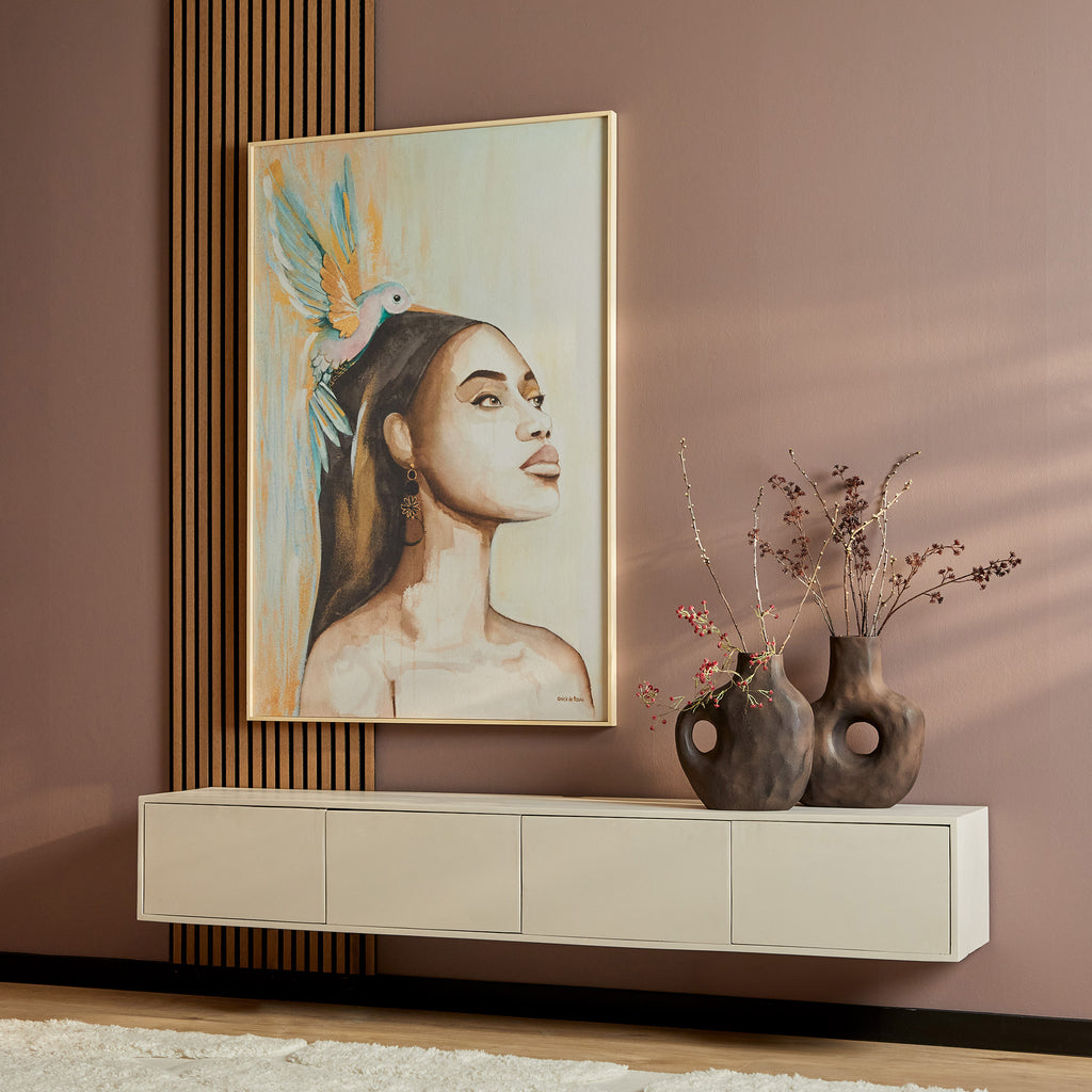 Zwevend TV Meubel Vision | Massief Mango | Zand