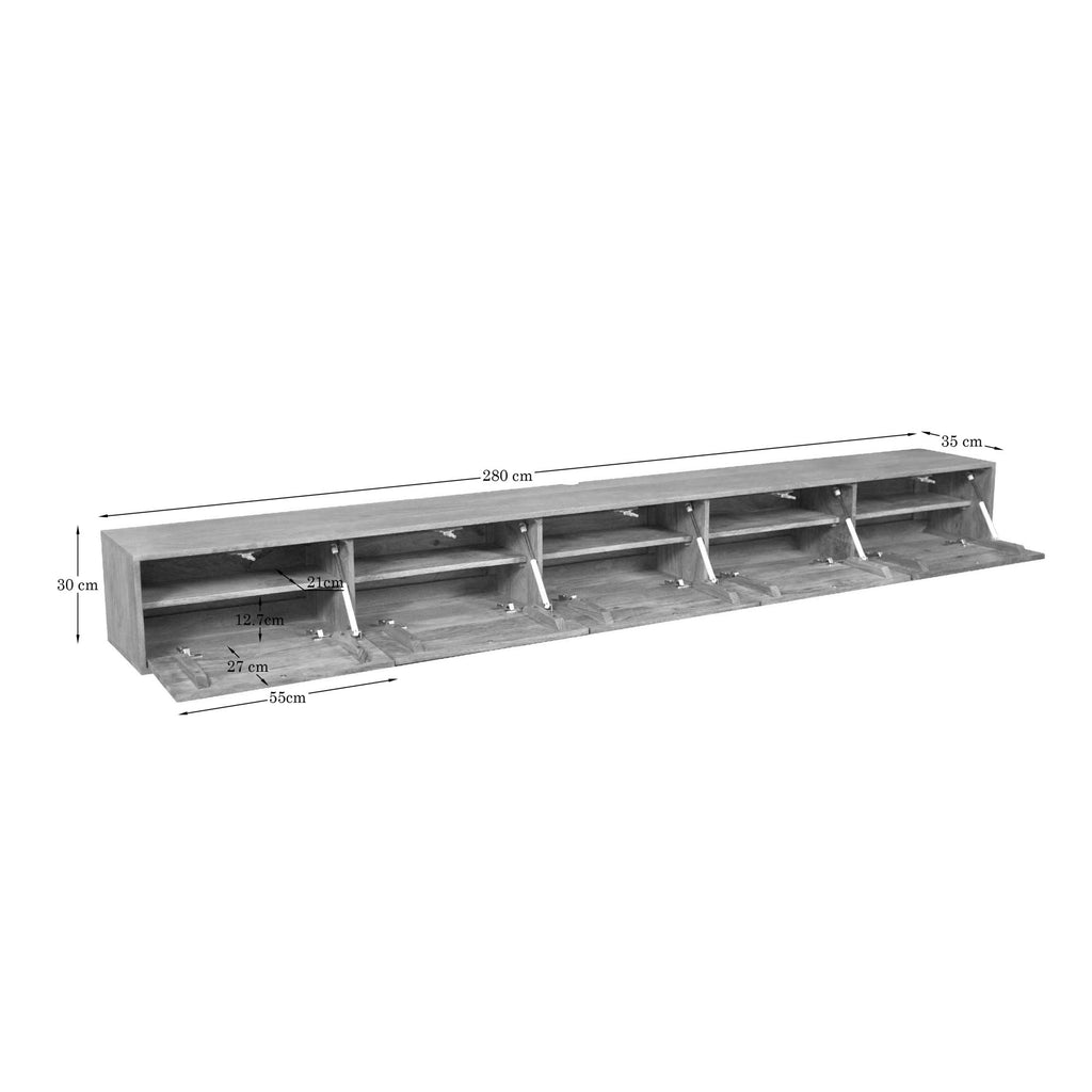 Zwevend tv meubel Vision | 280 cm | Mango Naturel