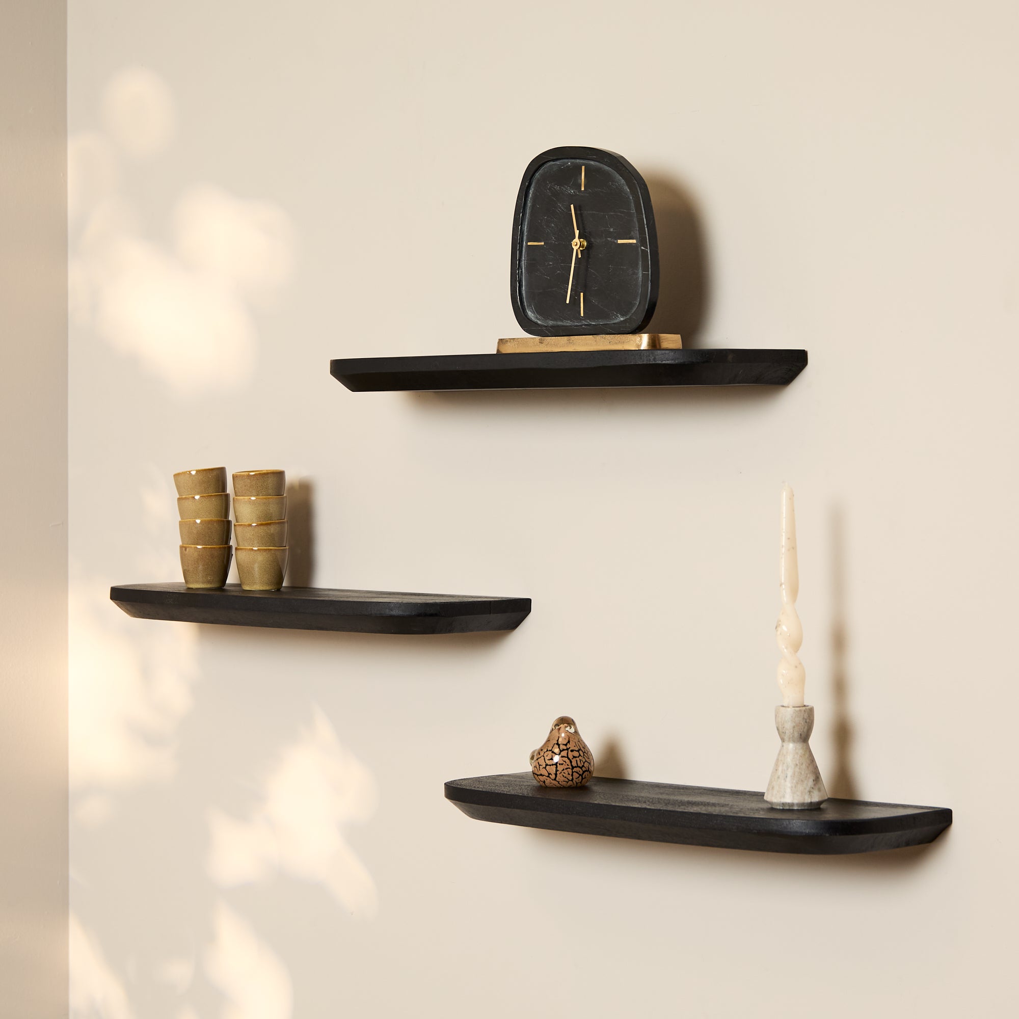 Wandplank Gusta | Set van 3 | Mangohout Black