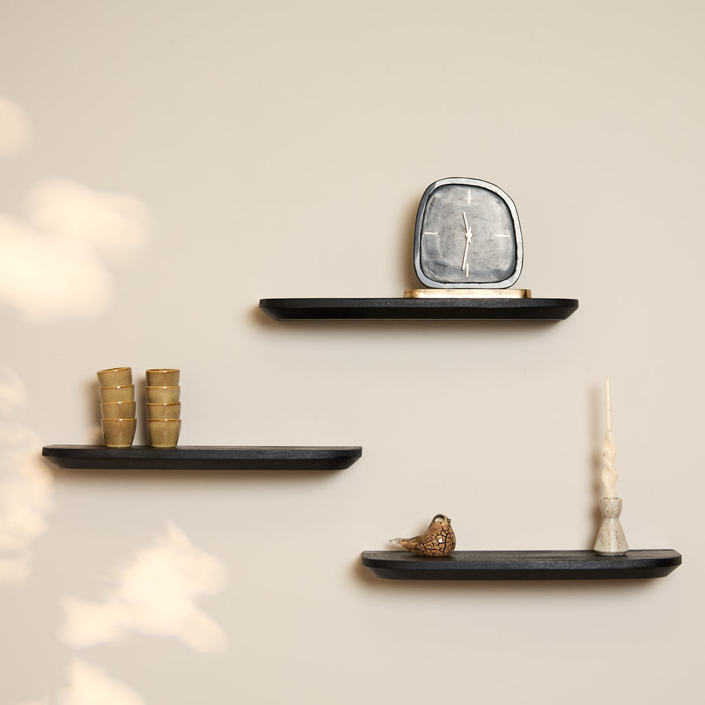 Wandplank Gusta | Set van 3 | Mangohout Black