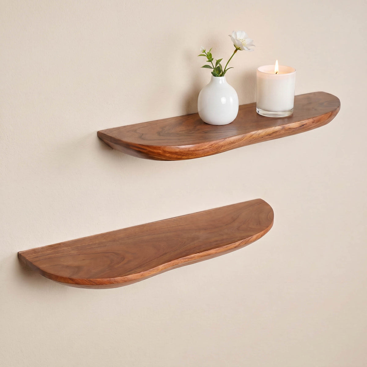 Wandplank met natuurlijke rand | 60 cm | Set van 2