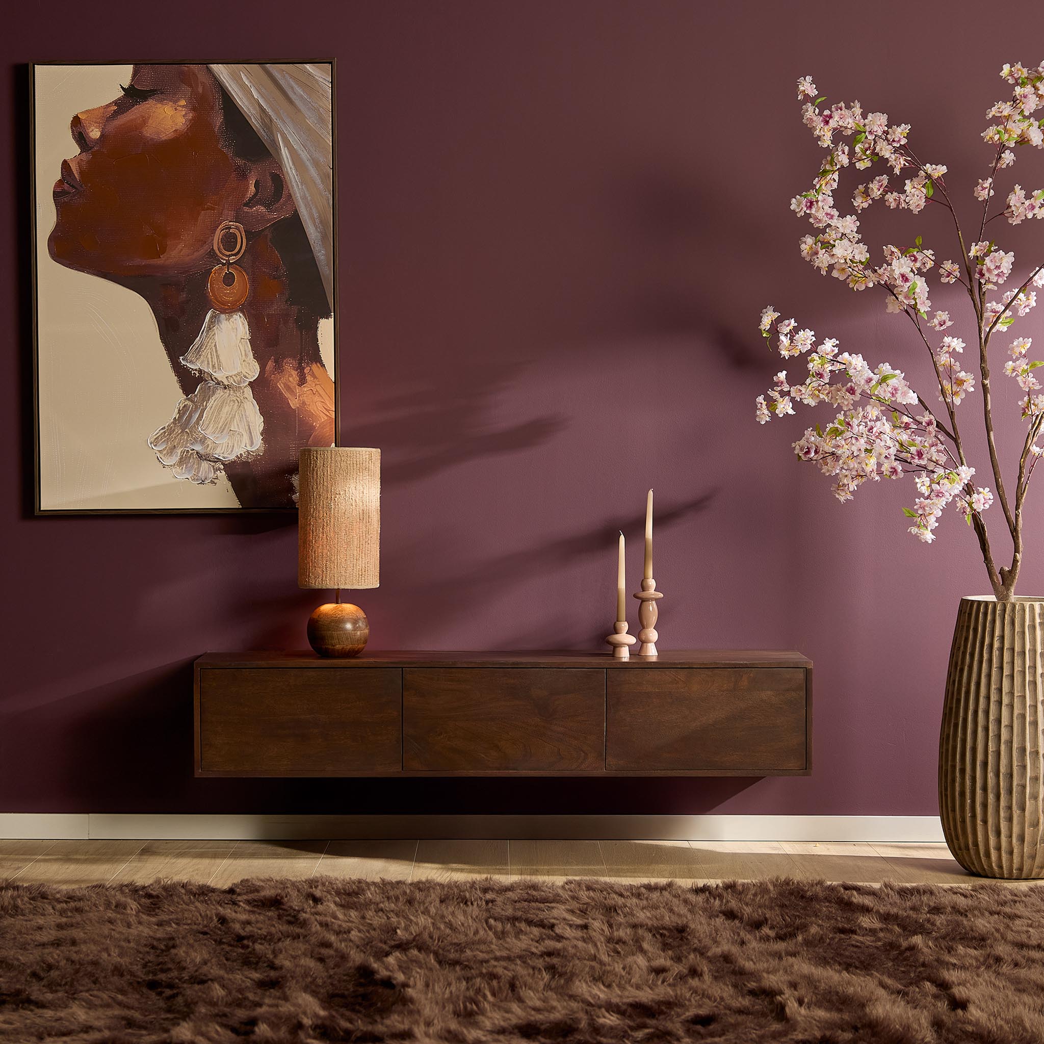 Zwevend tv meubel Vision | Massief mangohout | 160 cm
