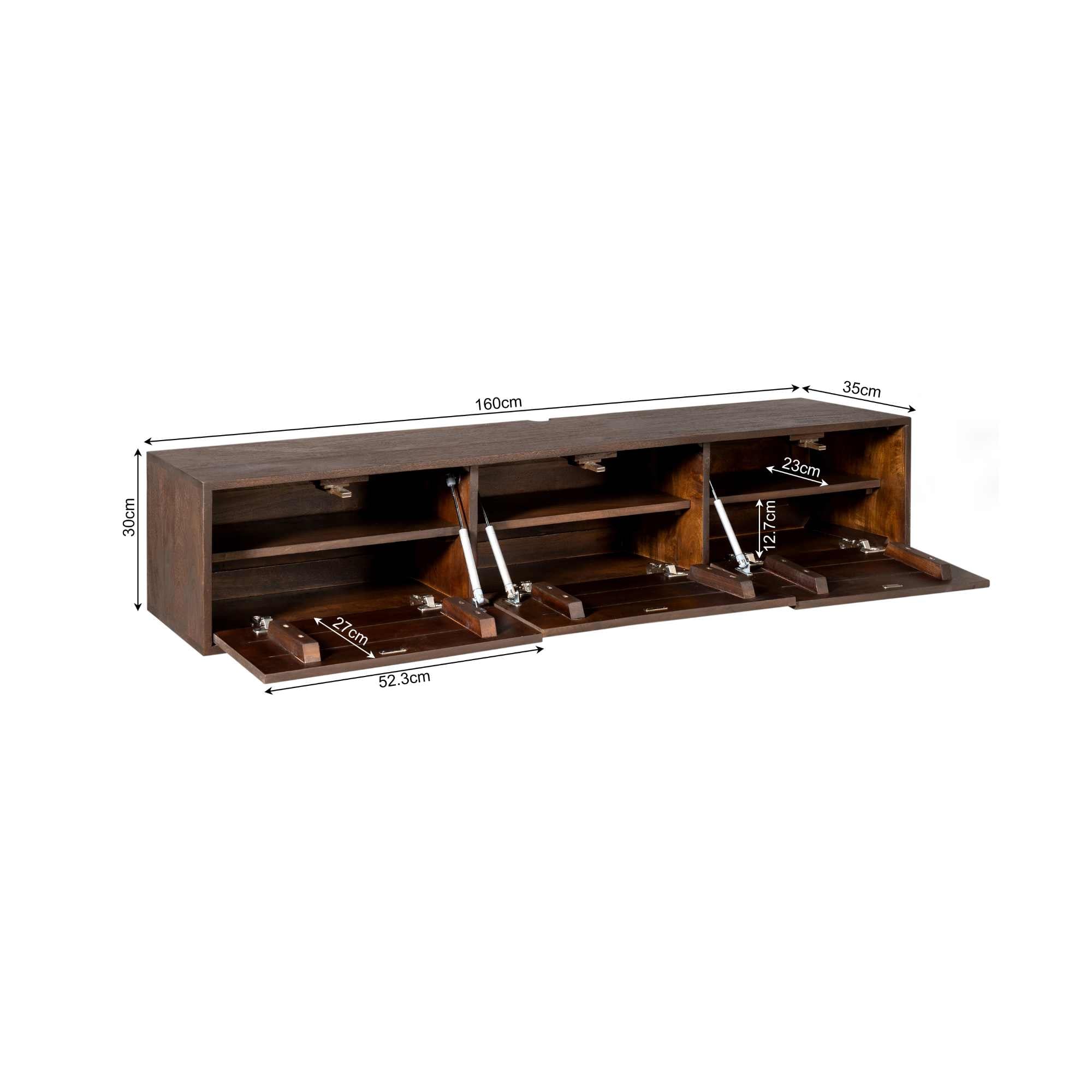 Zwevend tv meubel Vision | Massief mangohout | 160 cm