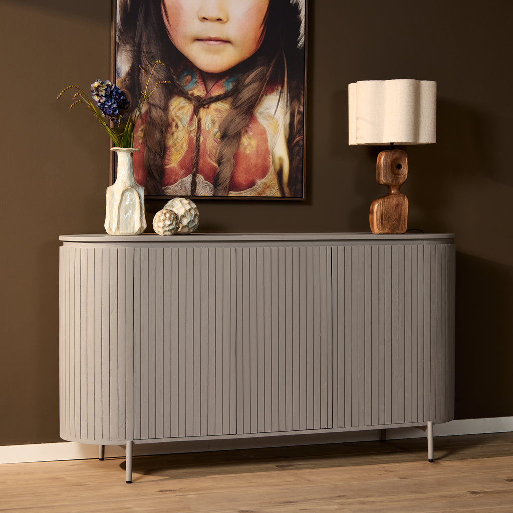 Dressoir Solana | Mangohout | Taupe | 3 deurtjes