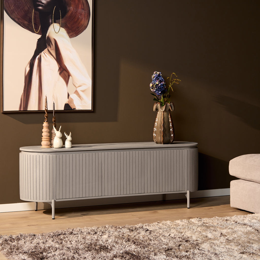 Tv meubel Solana | Verticale latten | Mangohout taupe