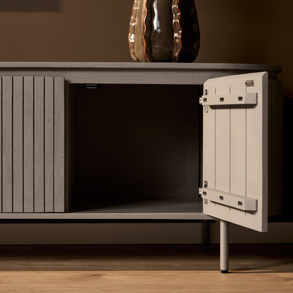Tv meubel Solana | Verticale latten | Mangohout taupe