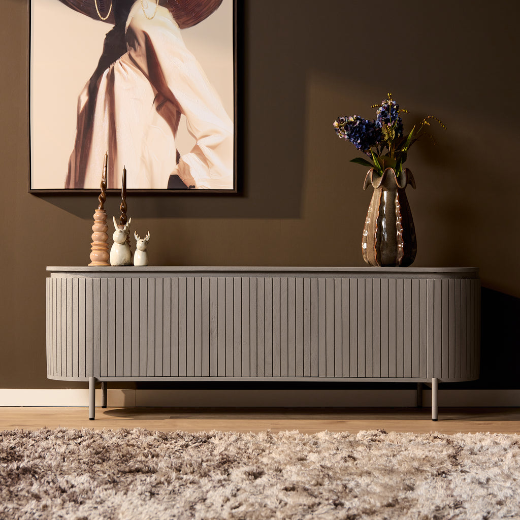 Tv meubel Solana | Verticale latten | Mangohout taupe