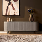 Tv meubel Solana | Verticale latten | Mangohout taupe