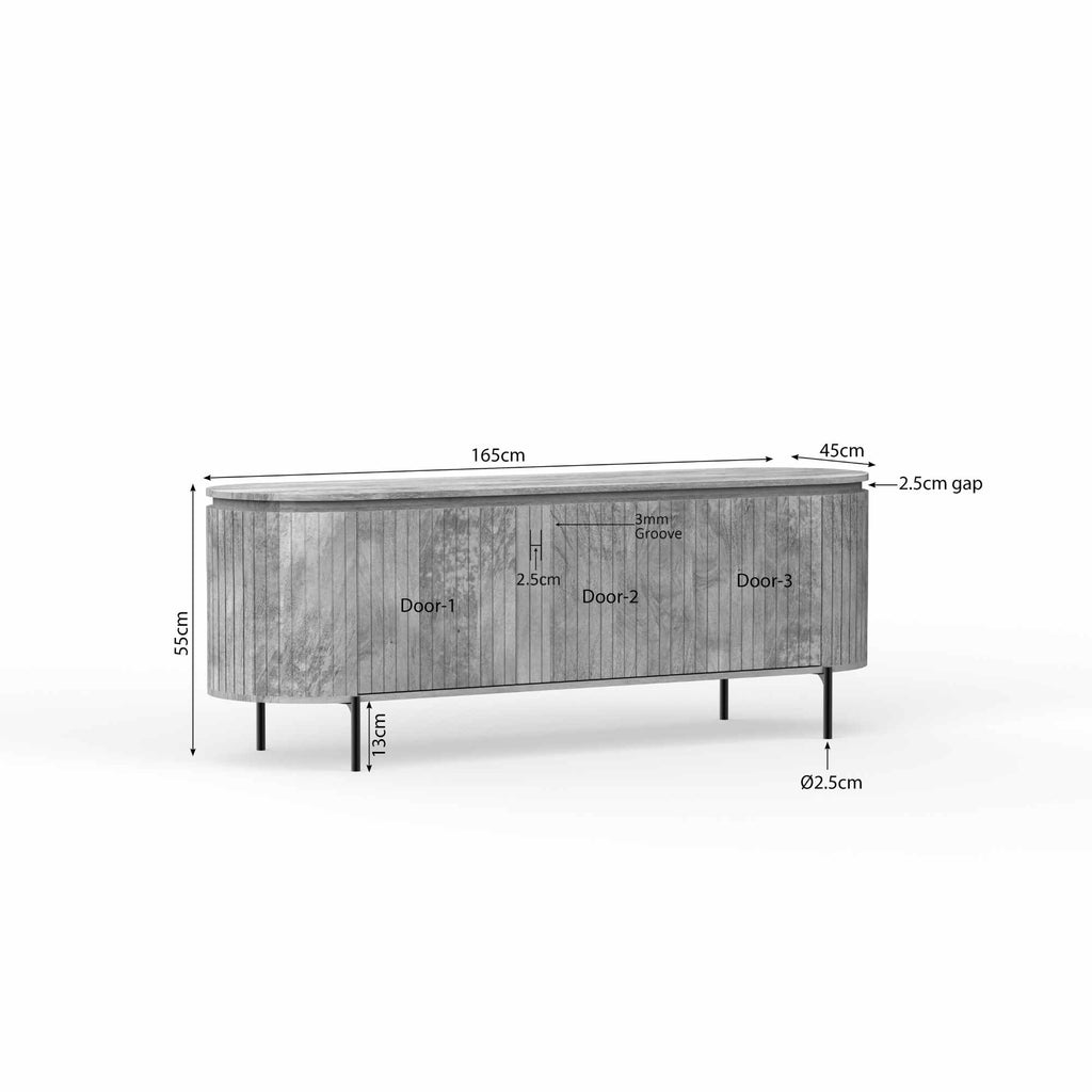 Tv meubel Solana | Verticale latten | Mangohout taupe