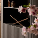Wandkast Solana | Verticale latten | Mangohout Taupe