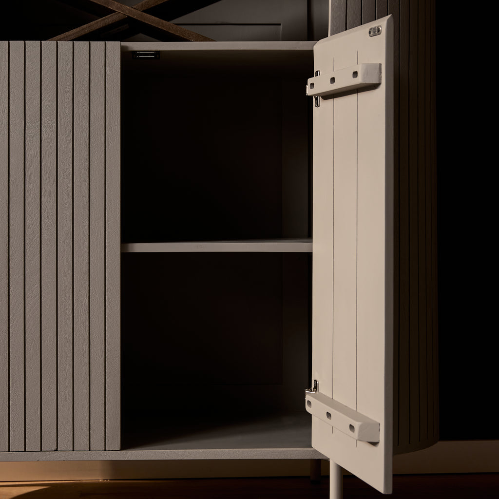 Wandkast Solana | Verticale latten | Mangohout Taupe