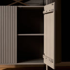 Wandkast Solana | Verticale latten | Mangohout Taupe