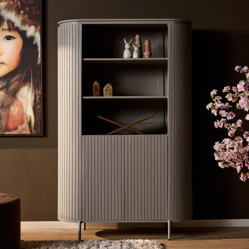 Wandkast Solana | Verticale latten | Mangohout Taupe