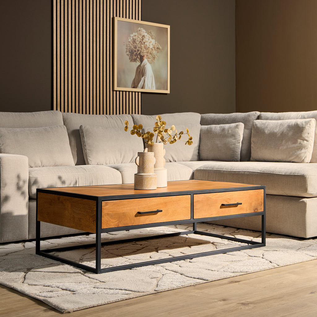Salontafel Denver | 2 lades | Massief mangohout