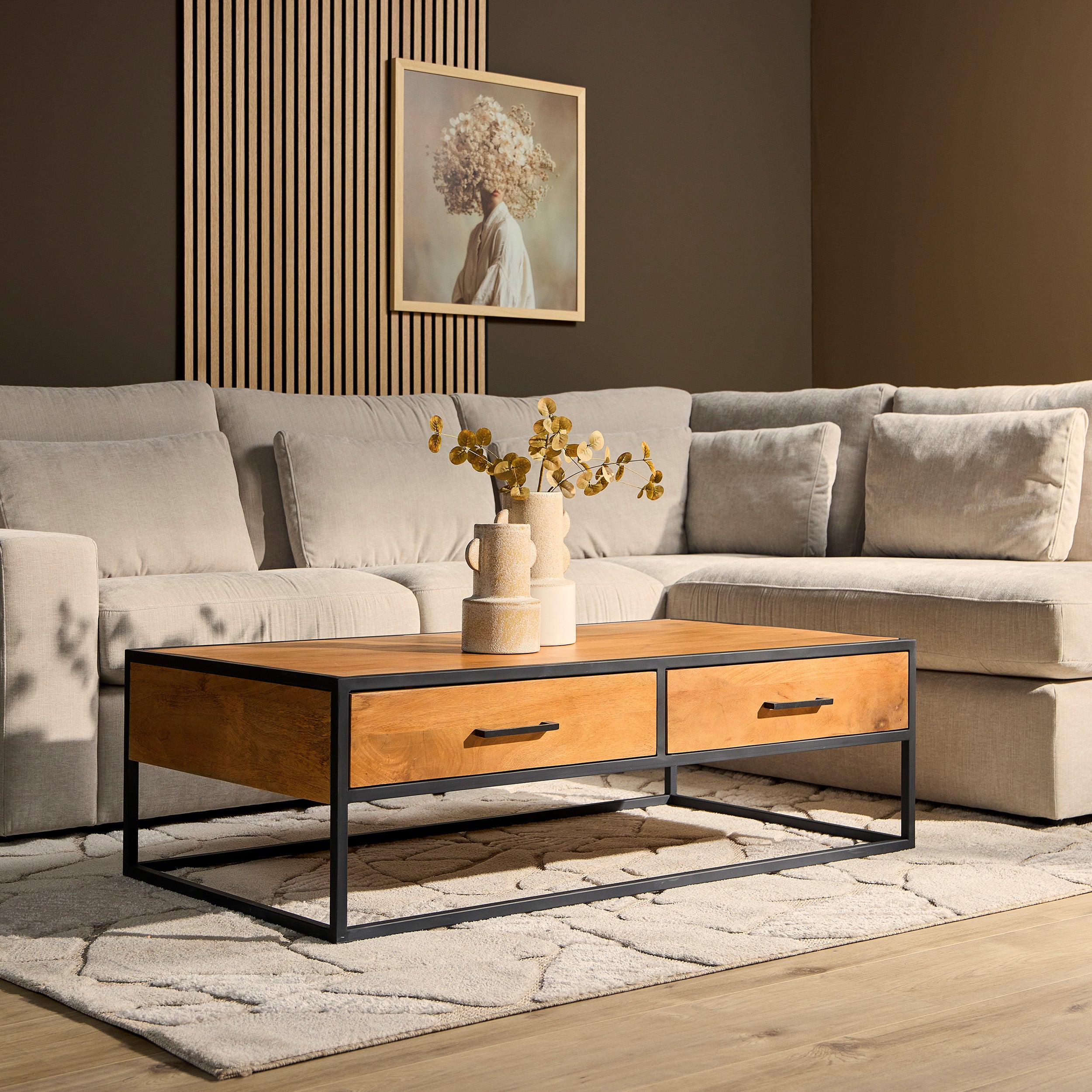 Salontafel Denver | 2 lades | Massief mangohout