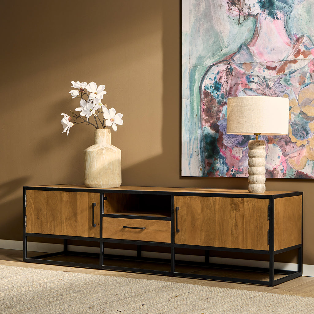 Tv meubel Denver | 1 Lade | Gelakt mangohout
