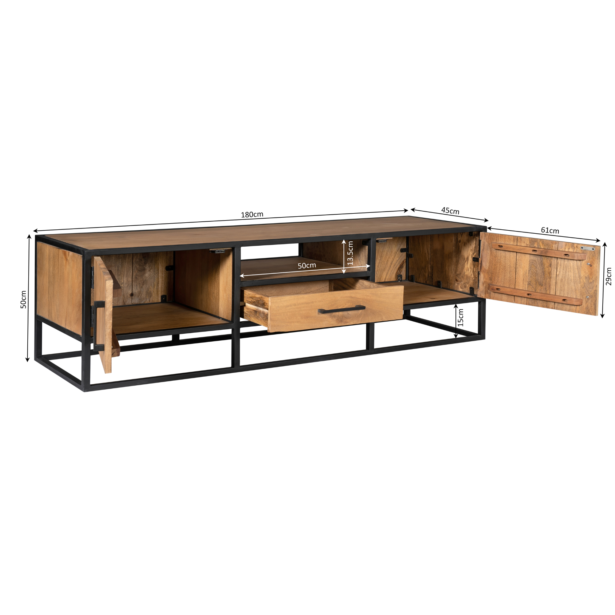 Tv meubel Denver | 1 Lade | Gelakt mangohout