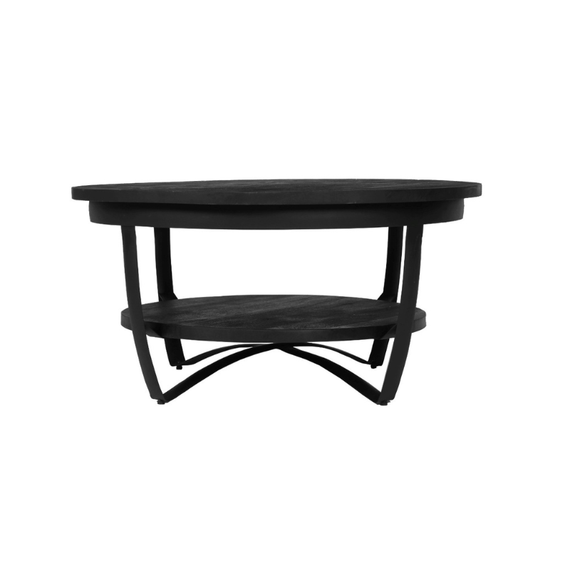 Salontafel Paras | 2-laags | Mangohout Zwart Ø70