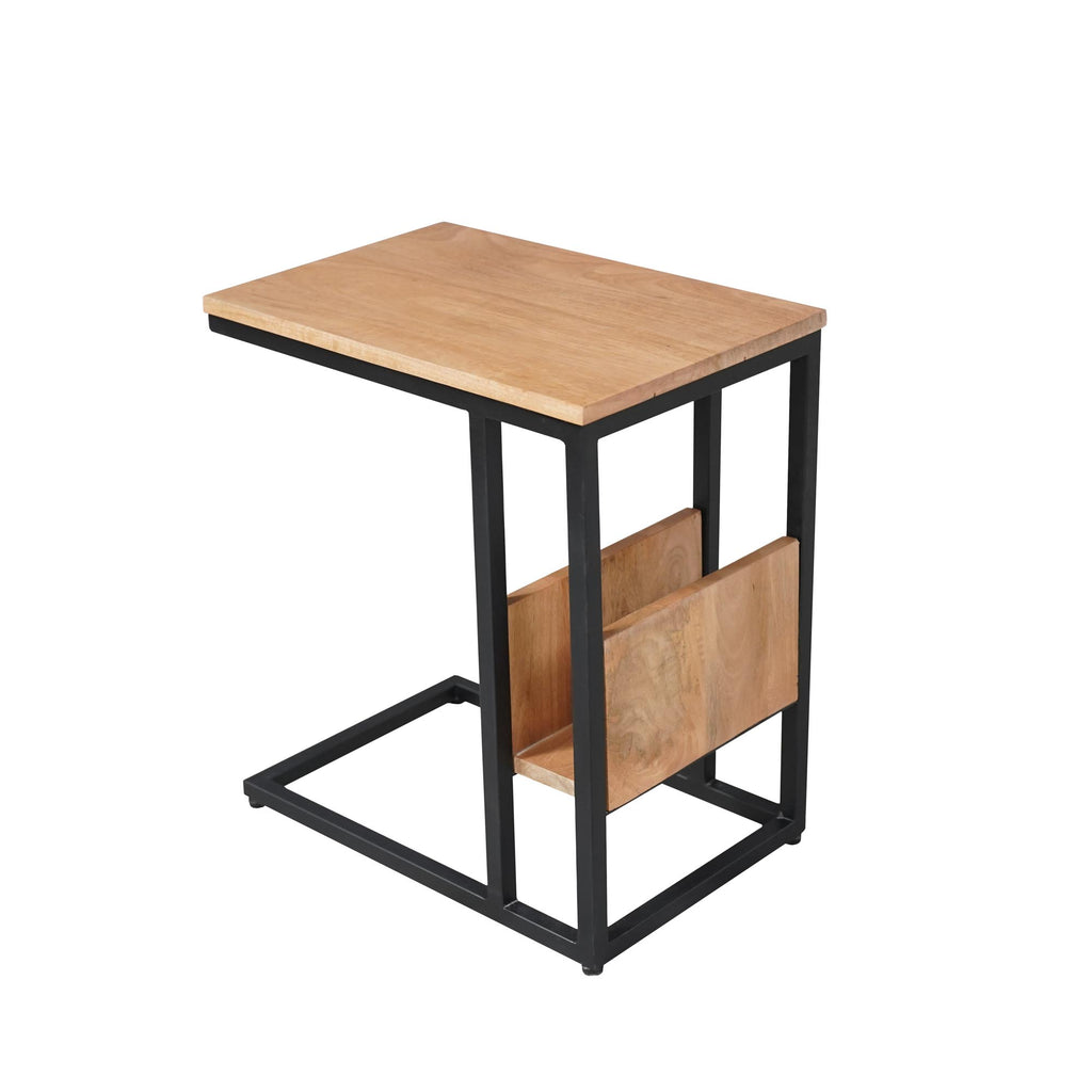 Bijzettafel Slider | Mango hout | Zwart frame