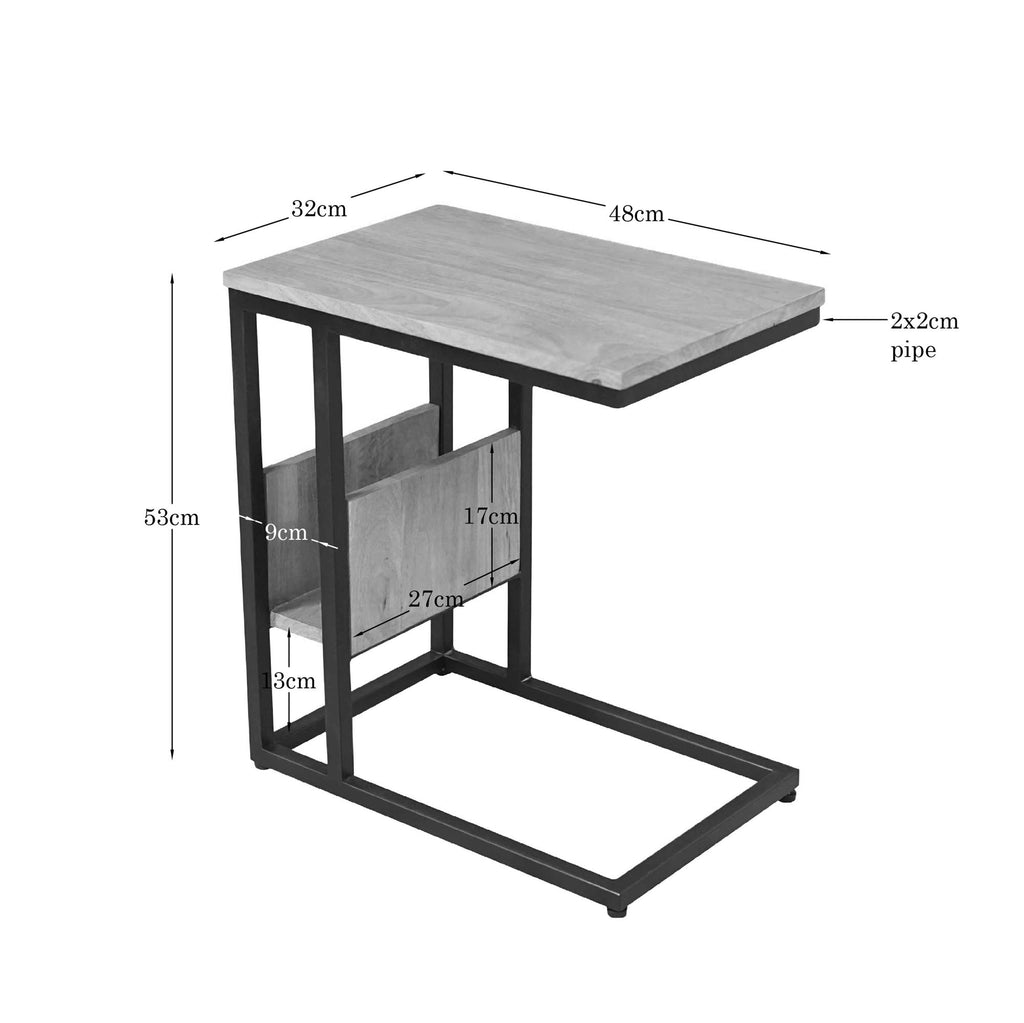 Bijzettafel Slider | Mango hout | Zwart frame