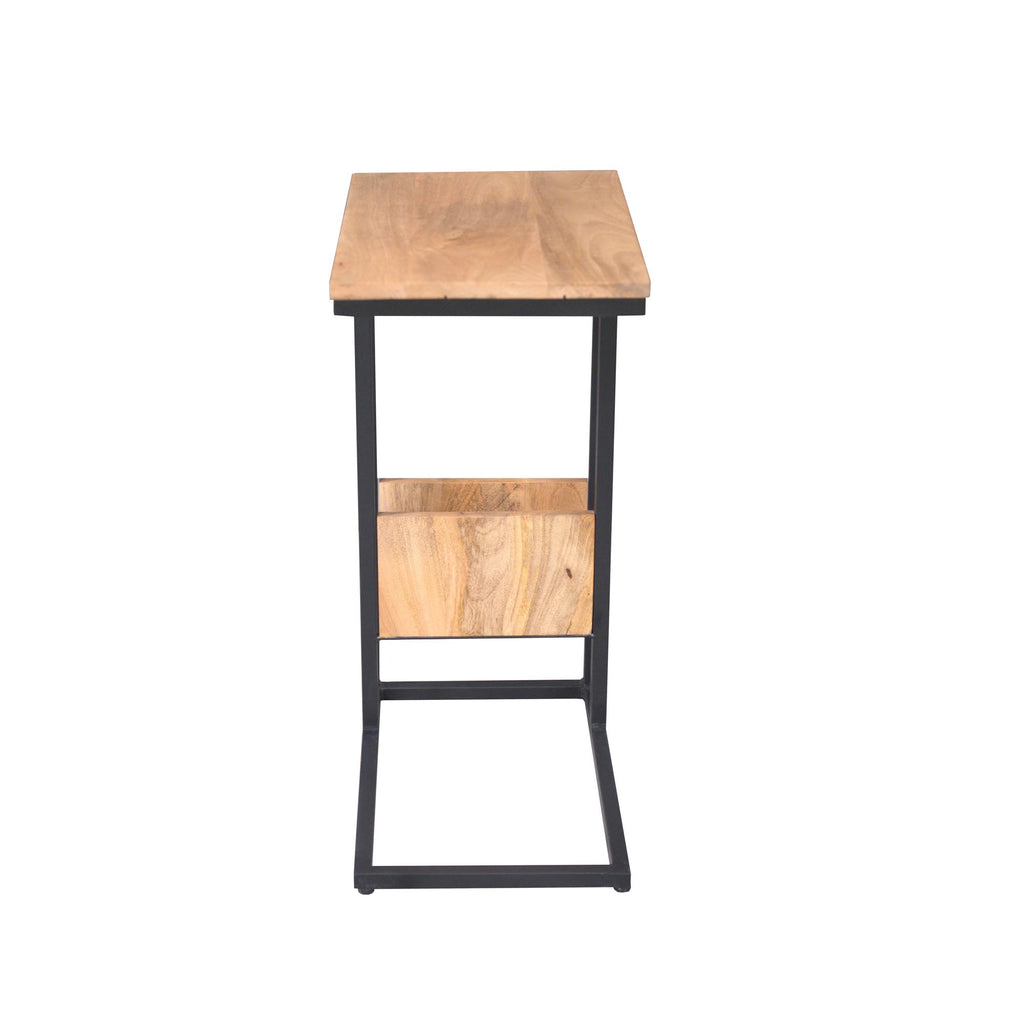 Bijzettafel Slider | Mangohout | Metaal zwart