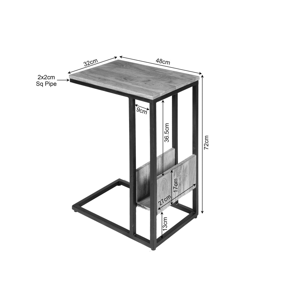 Bijzettafel Slider | Mangohout | Metaal zwart