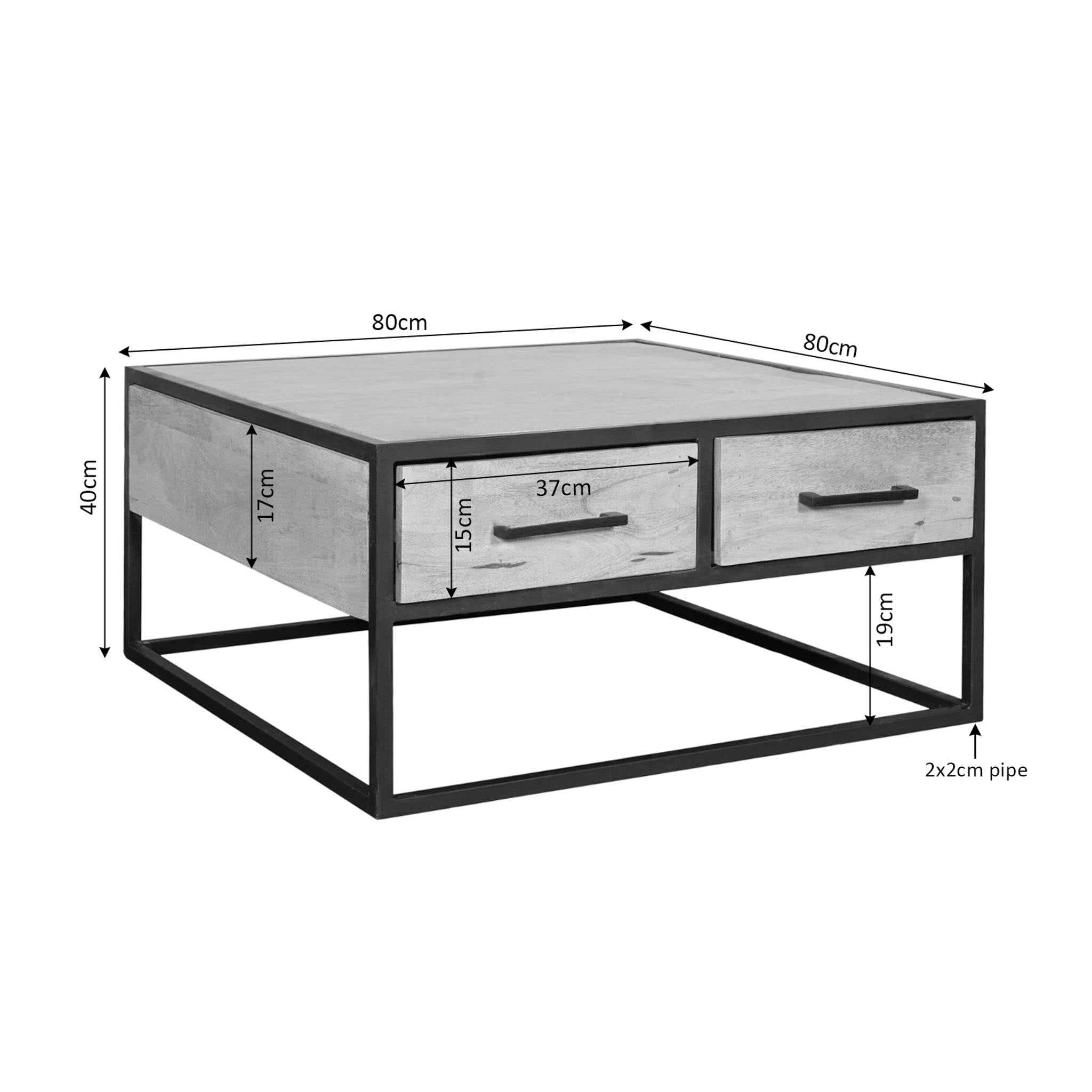 Salontafel Dakota | Mangohout | Metaal industrieel