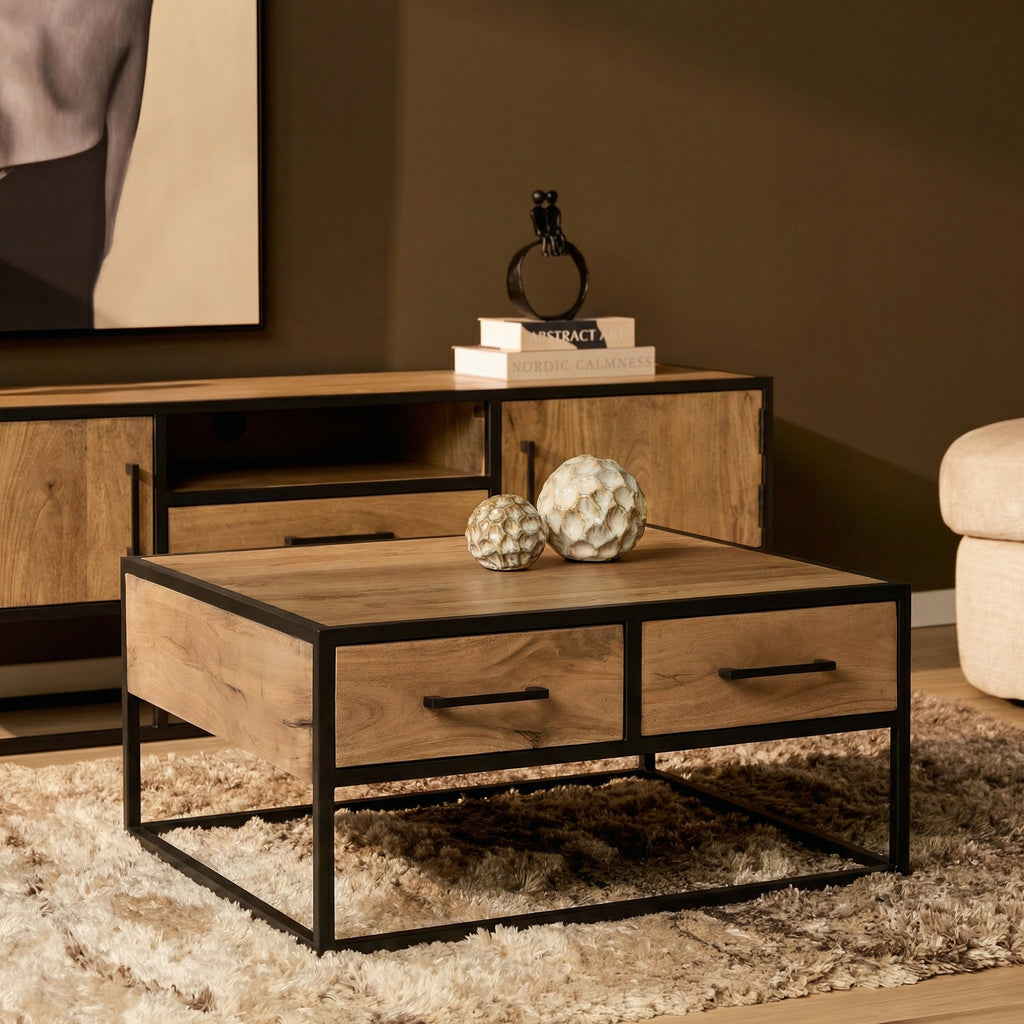 Salontafel Dakota | Mangohout | Metaal industrieel