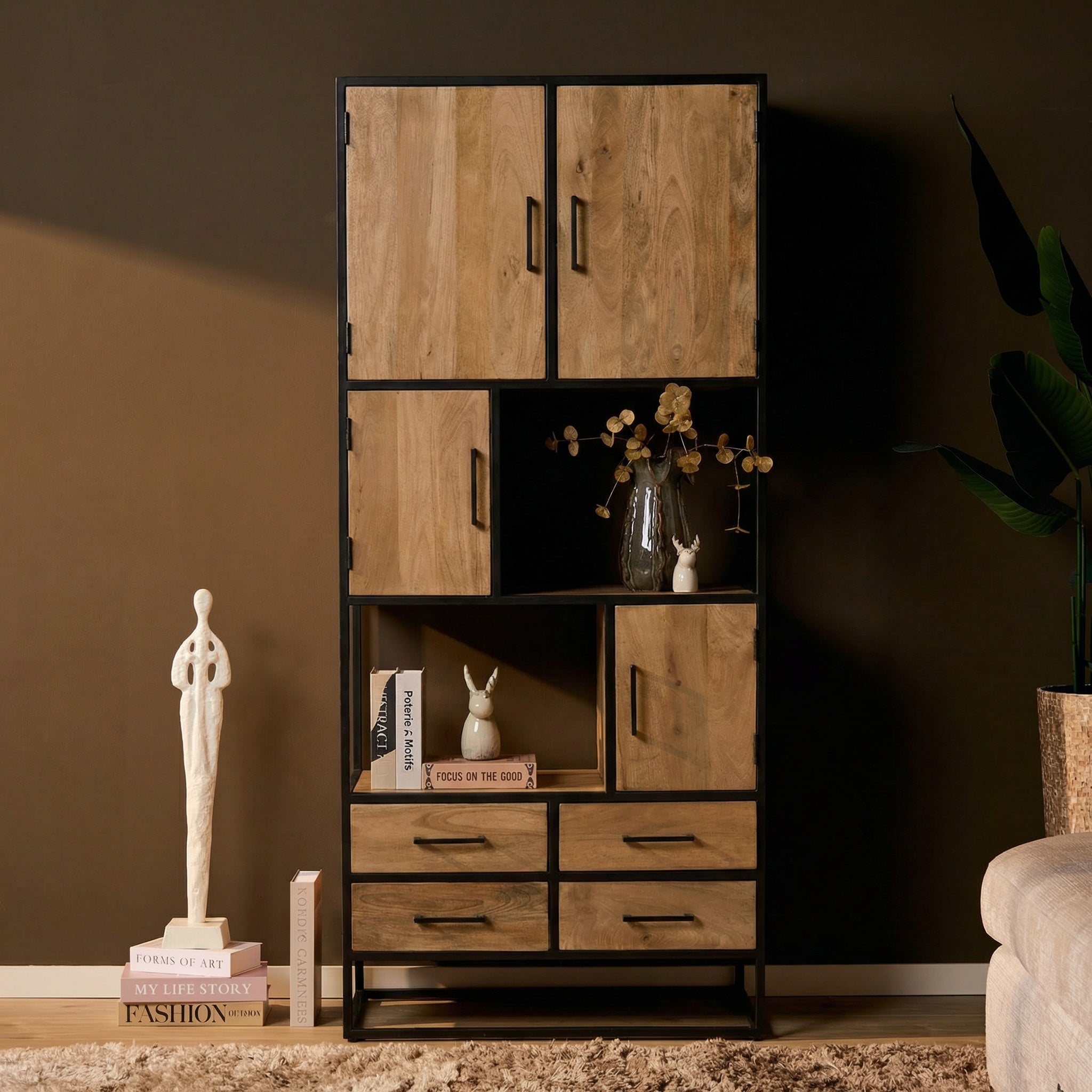 Vakkenkast Dakota | 4 Lades | Massief mango naturel